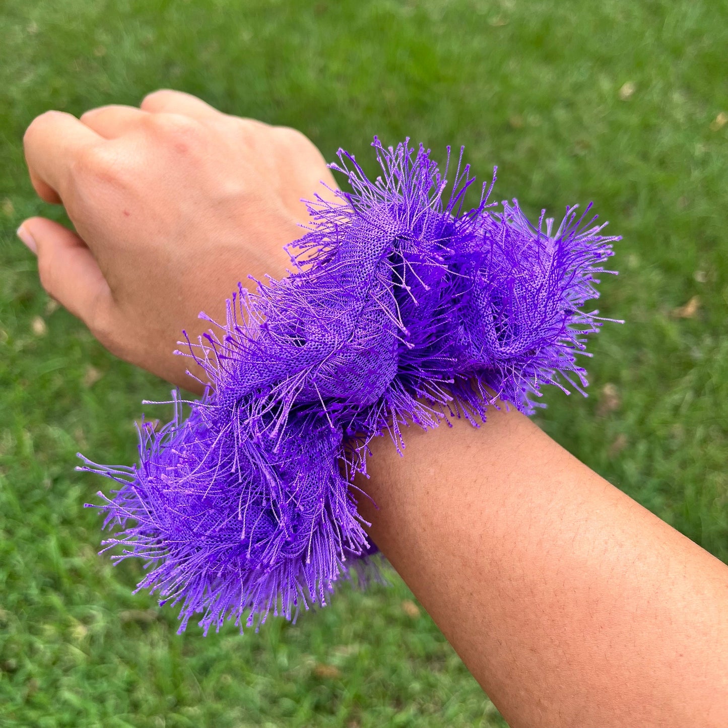 Purple Fuzzy Scrunchie: Handmade Fluffy Hair Tie