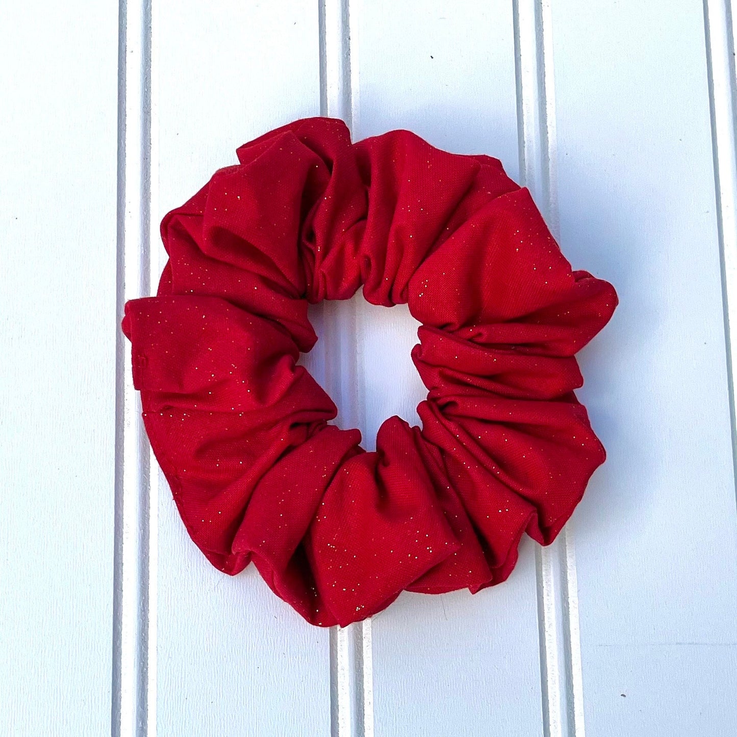 Festive Red & Gold Scrunchie Set: Holiday Hair Accessories