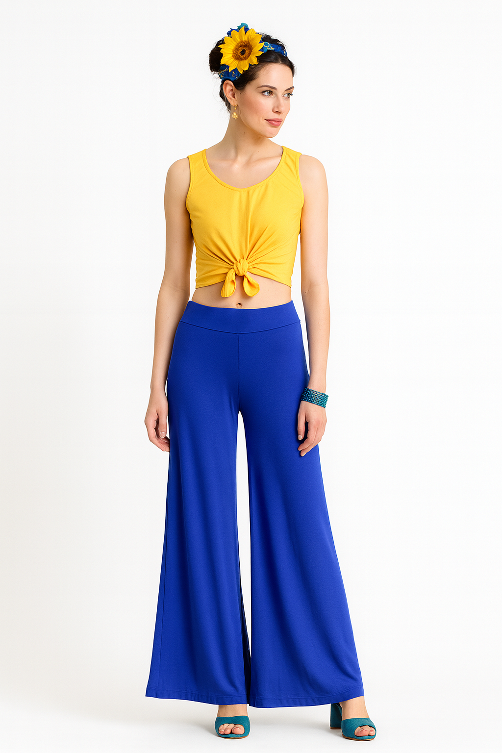 Margo Wide Leg Palazzo Pants: Stretch Jersey Knit