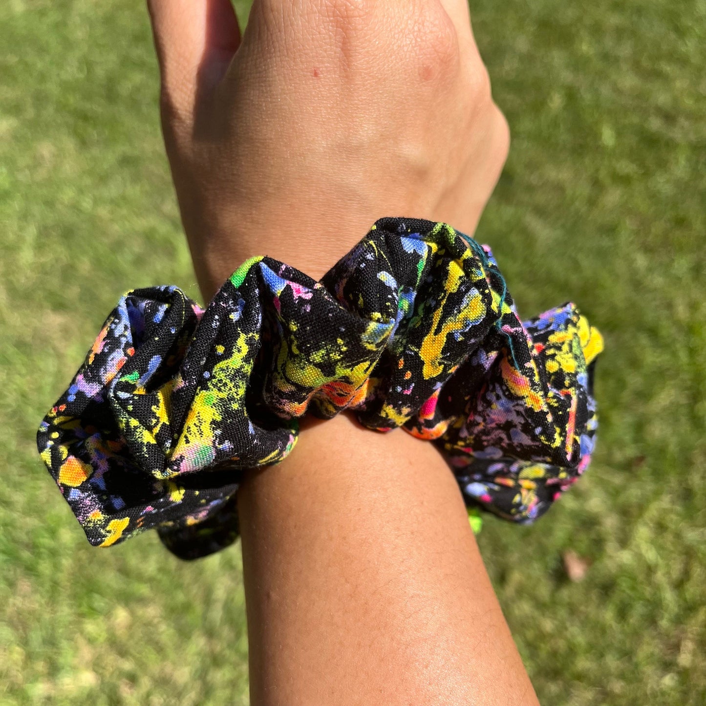 Art Splatter Scrunchie: Handmade Cotton Hair Tie