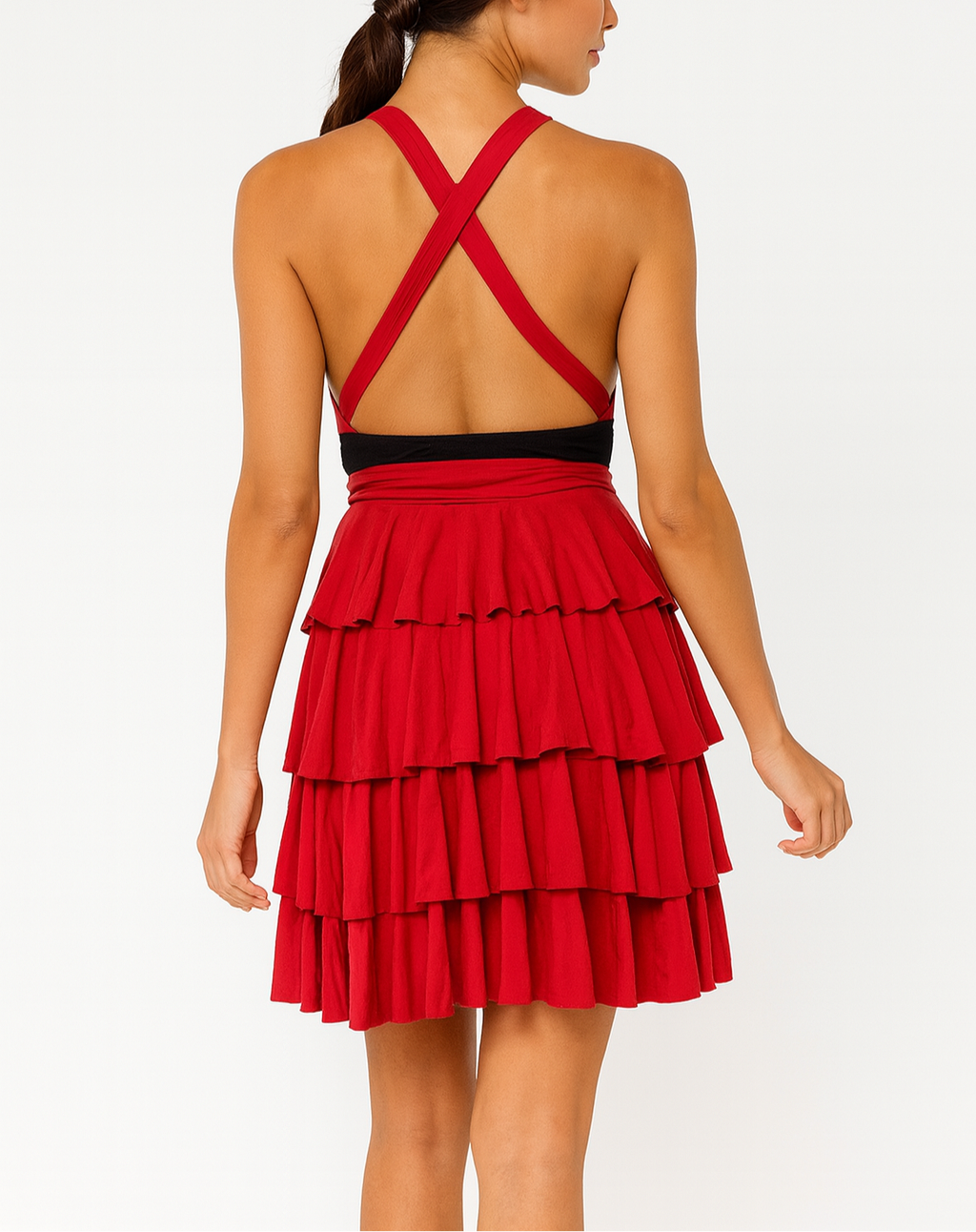 4 Layer Tiered Flounce Multi. Way Dress