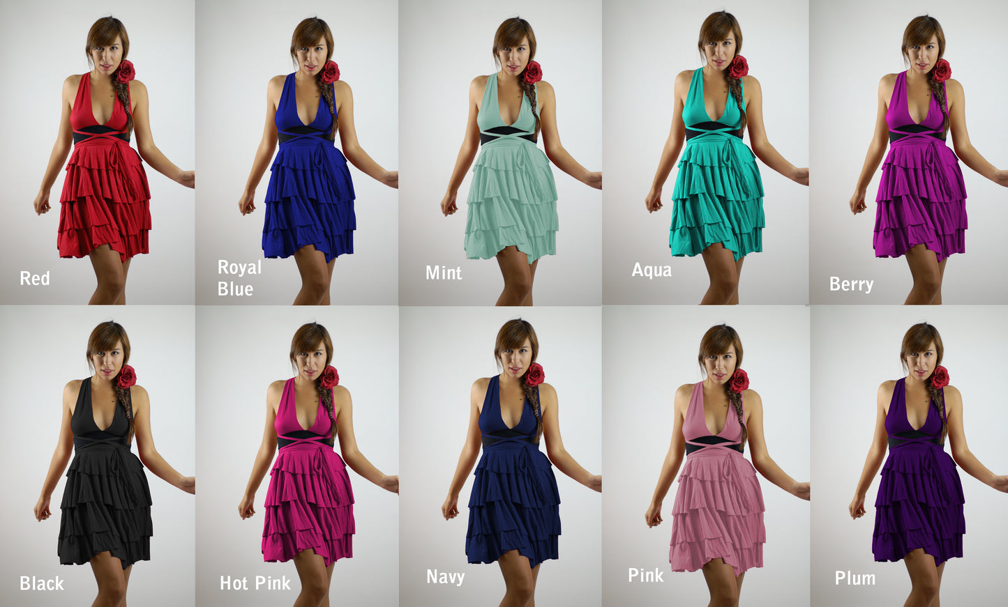 4 Layer Tiered Flounce Multi. Way Dress