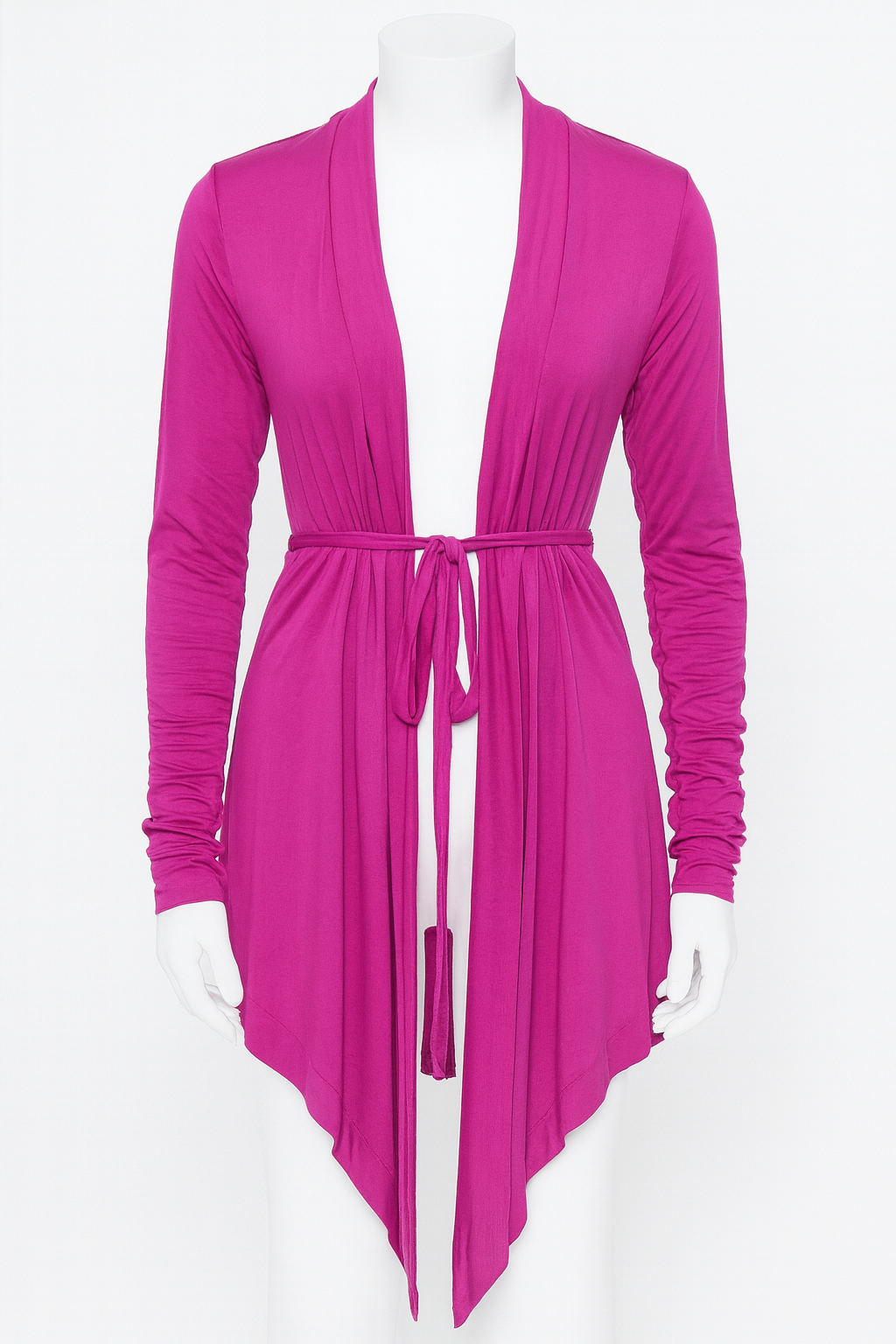 Asymmetrical Cardigan with waist belt tie