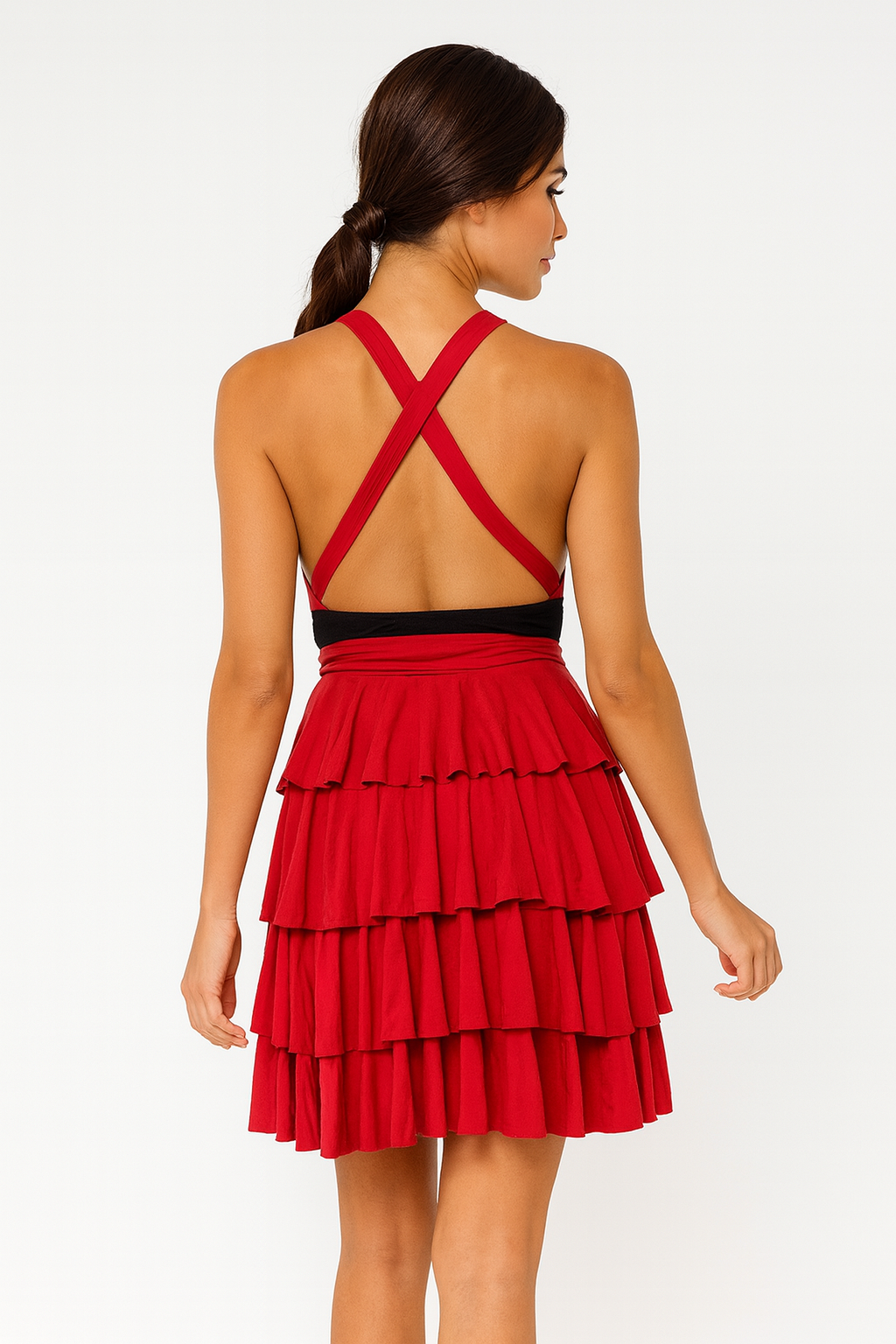 4 Layer Tiered Flounce Multi. Way Dress