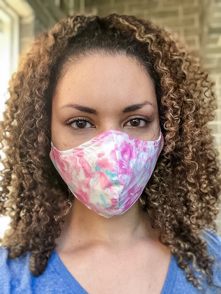 100% Cotton 3 Layer Floral Watercolor Face Masks with removable nose wire and Filter Pocket