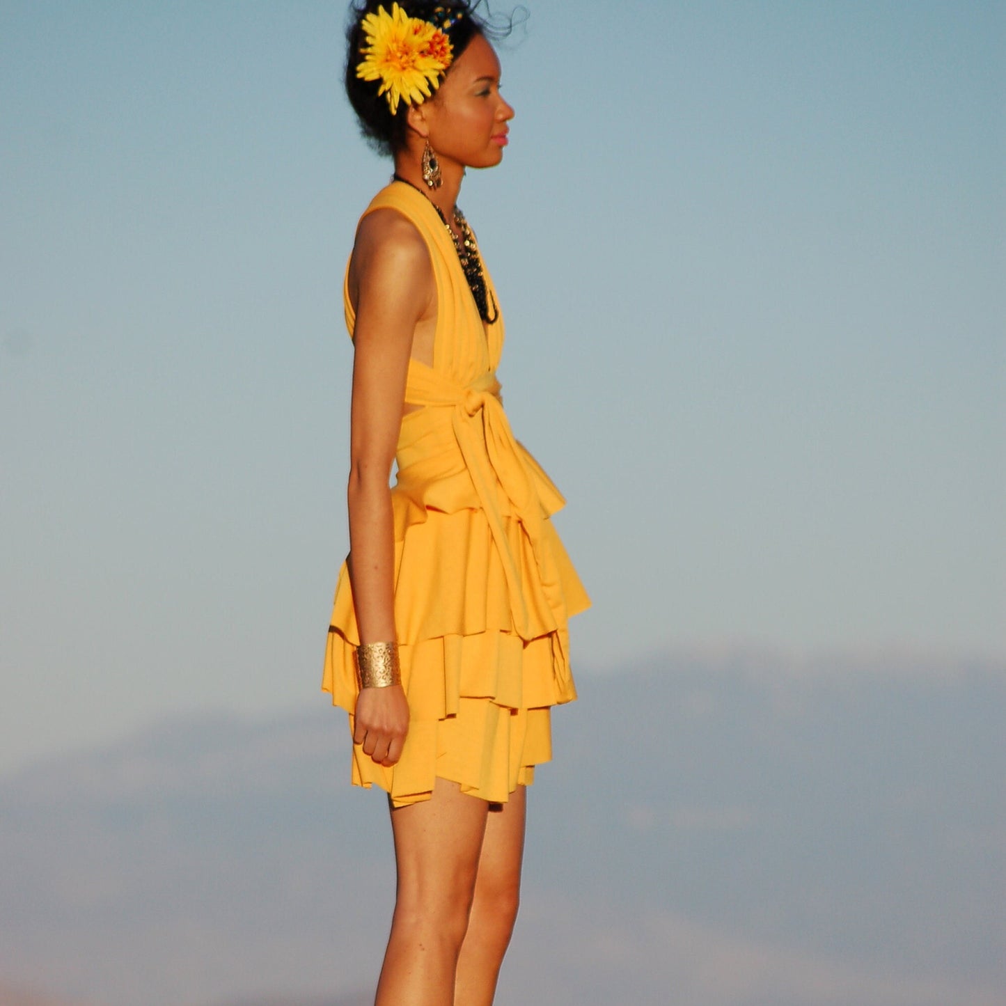 Tiered flounce Mini Dress with Infinity tie straps, cute dresses, Ruffle dress, flounce dresses, summer dress, vacation dress, dancer dress