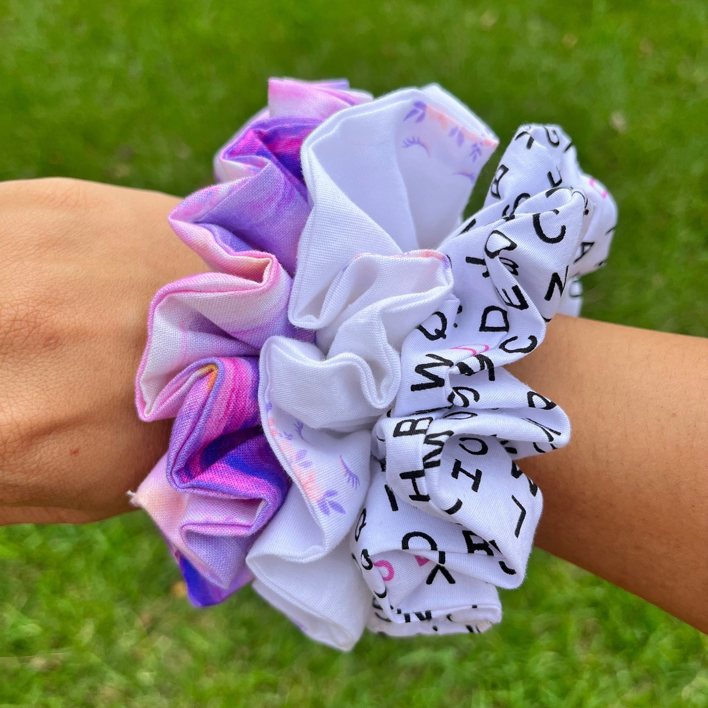 Purple and Pinkish Unicorn Scrunchies