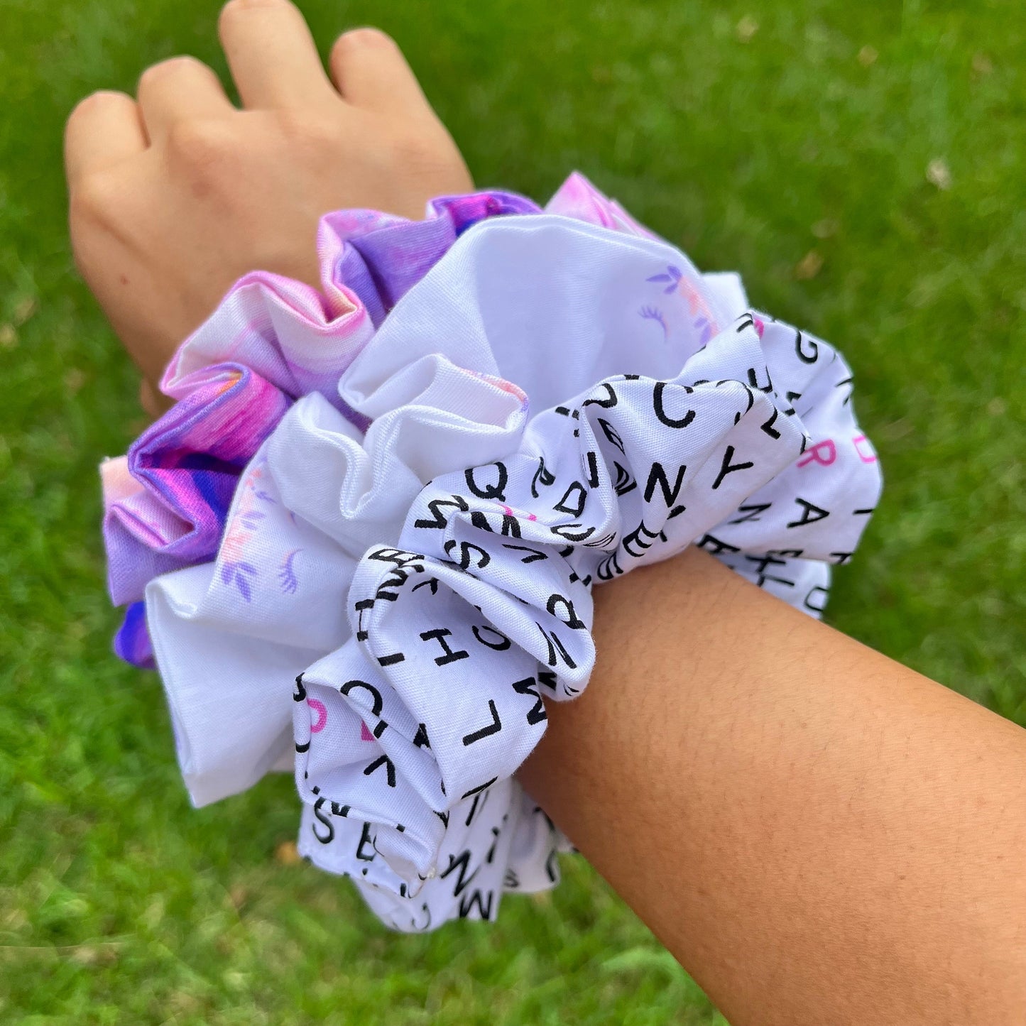 Purple and Pinkish Unicorn Scrunchies