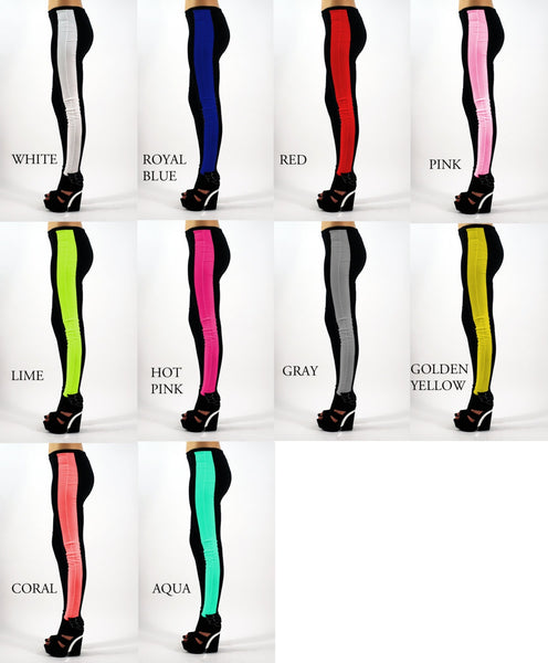 Ella Black and White Tuxedo Stripe Leggings, Black and White Comb Leggings, Casual Leggings