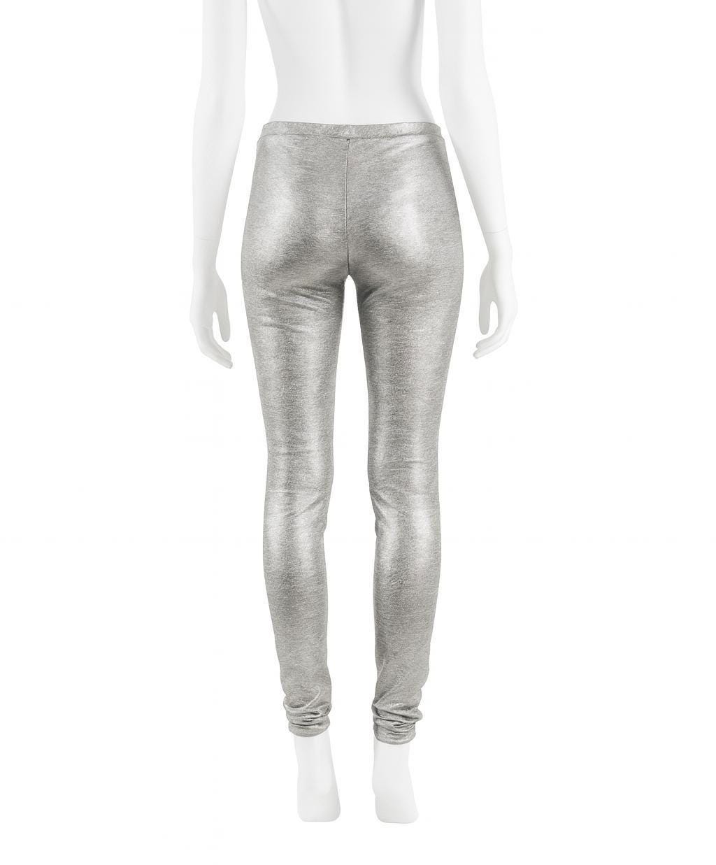 Metallic Silver Disco Leggings: Party Nightclub Style