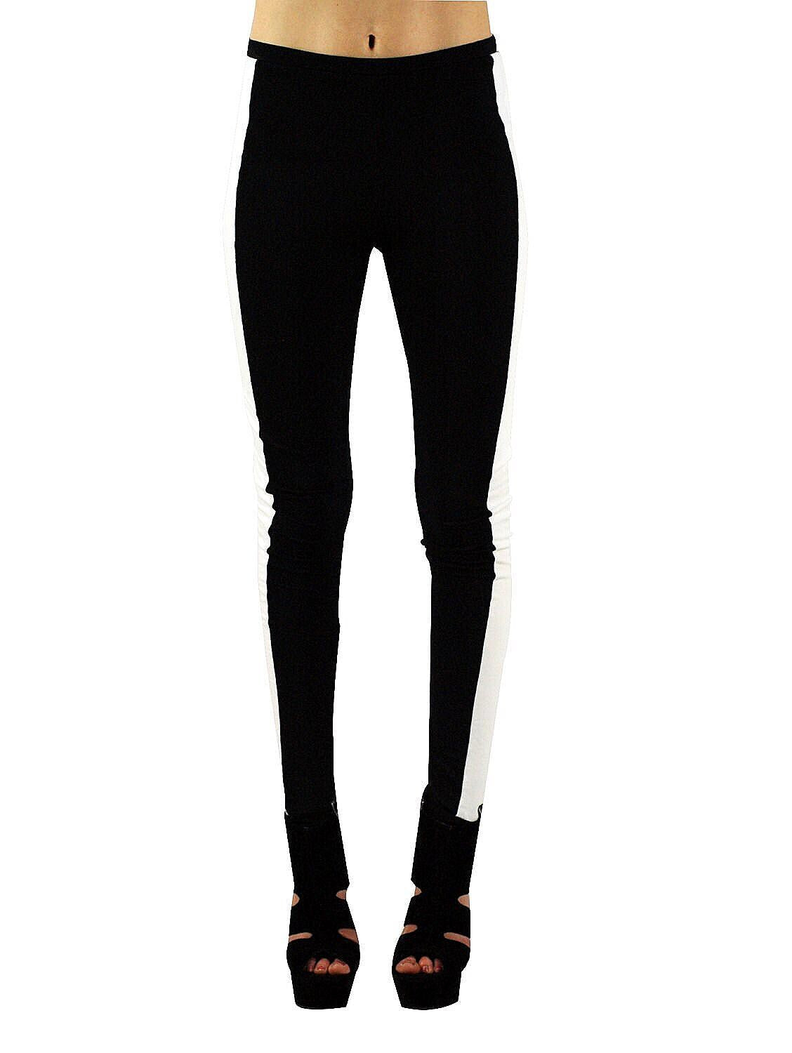 Black and White Tuxedo Stripe Leggings - Made in USA