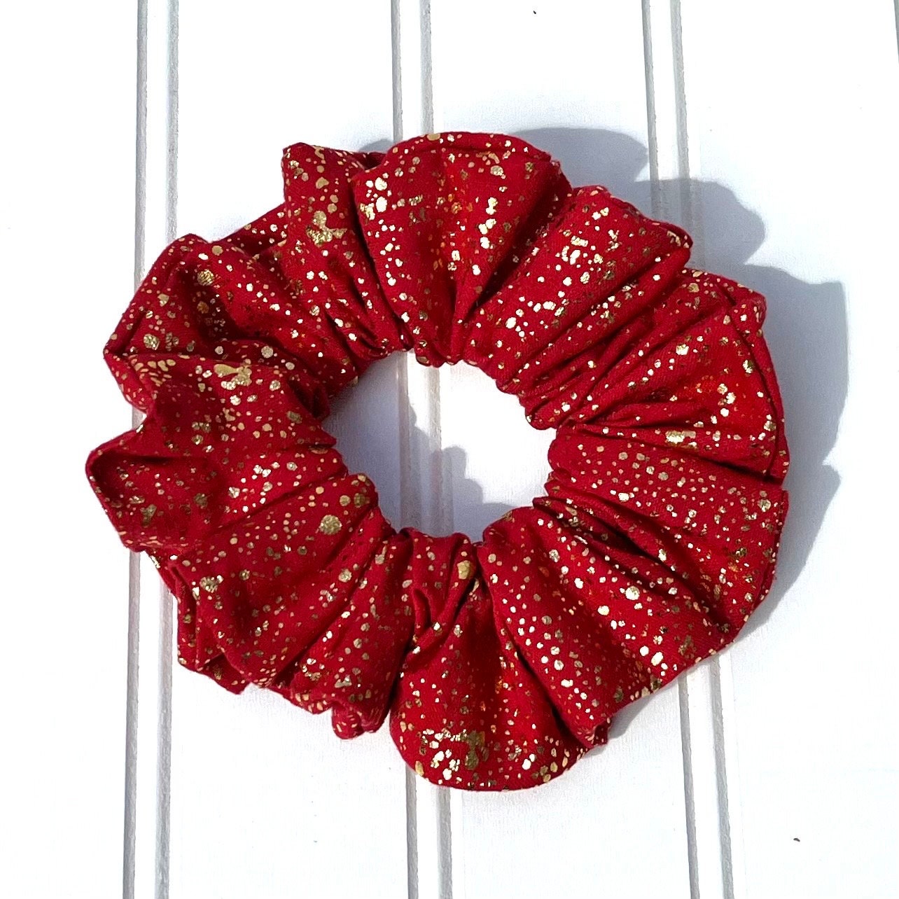 Festive Red & Gold Scrunchie Set: Holiday Hair Accessories