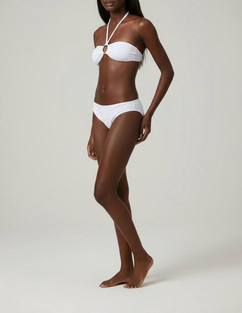 Ring Detail Halter Bikini Set – Elegant Bandeau Two-Piece Swimsuit