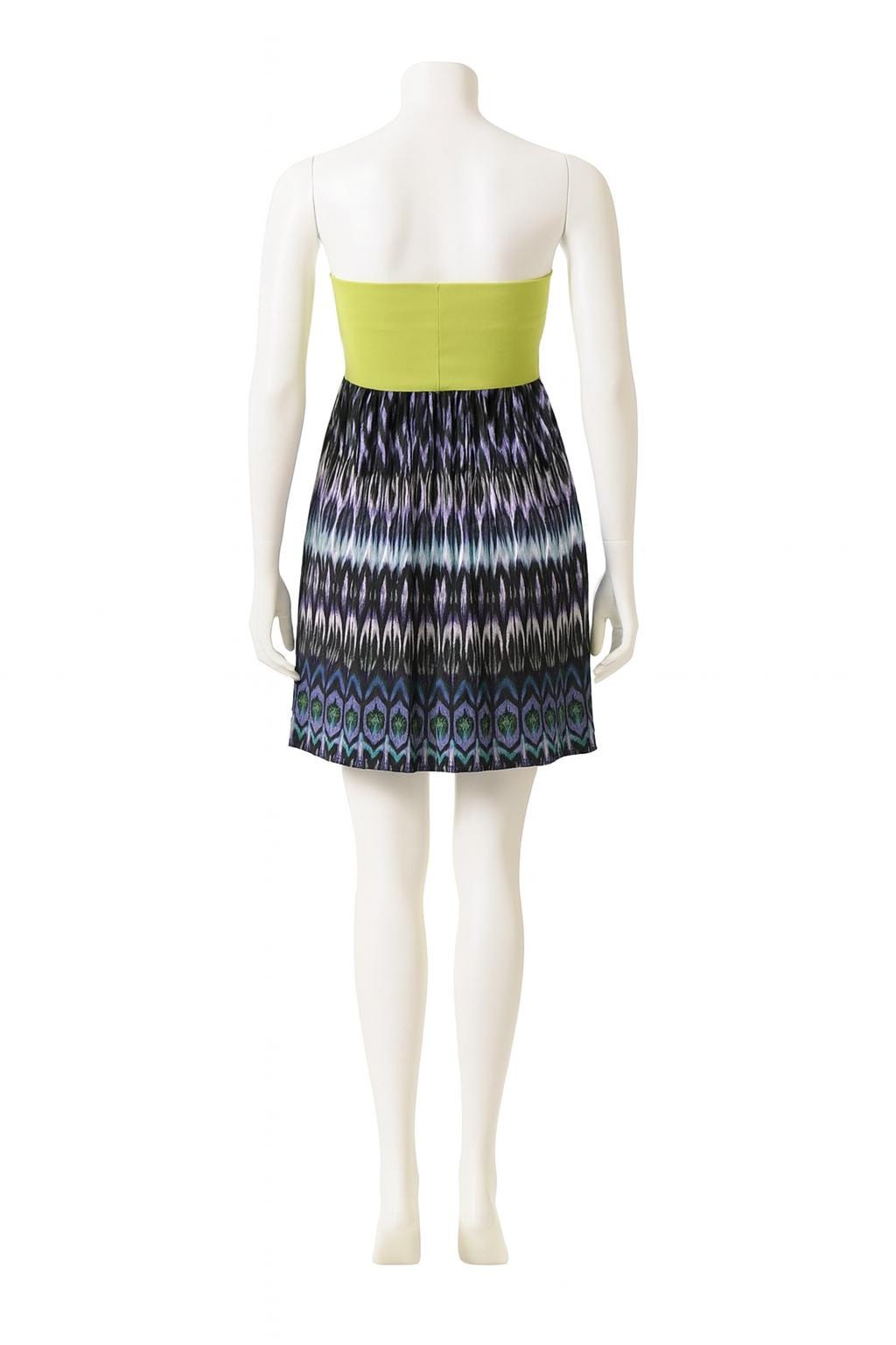 Strapless Tribal Print Mini Dress: Cinched Bust Summer Dress