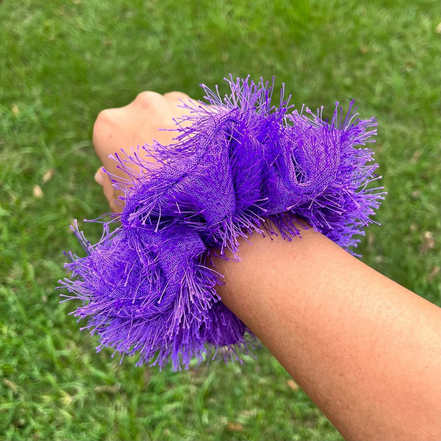 Purple Fuzzy Scrunchie: Handmade Fluffy Hair Tie
