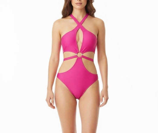 Glamour Center Ring Halter Monokini Swimsuit