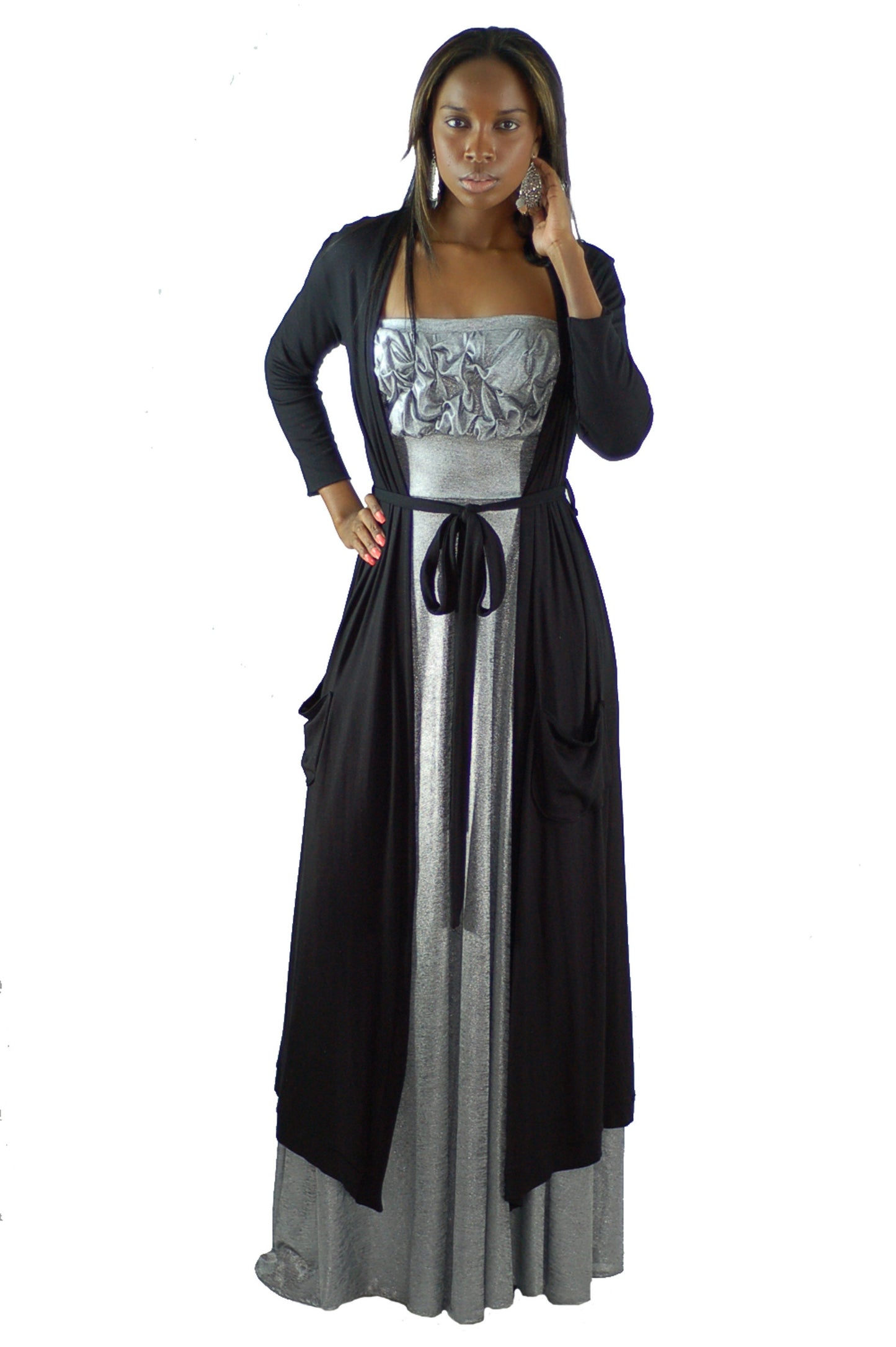 Belted Duster Cardigan: Jersey Spandex Long Sleeve Duster - Handmade USA