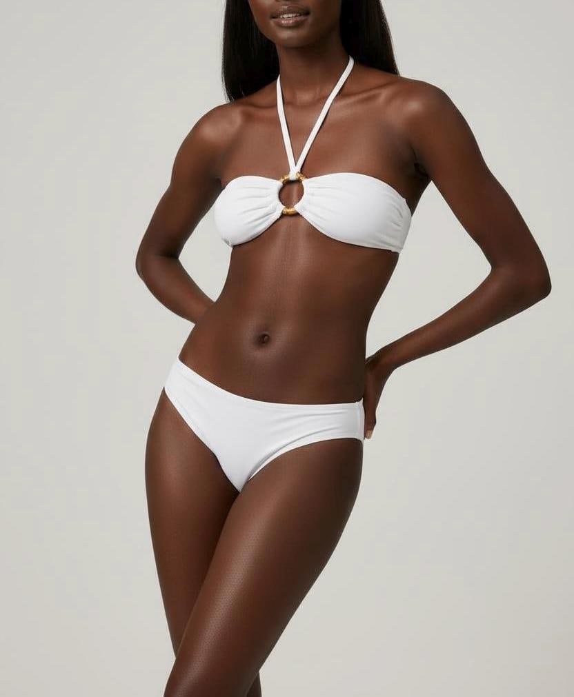 Ring Detail Halter Bikini Set – Elegant Bandeau Two-Piece Swimsuit