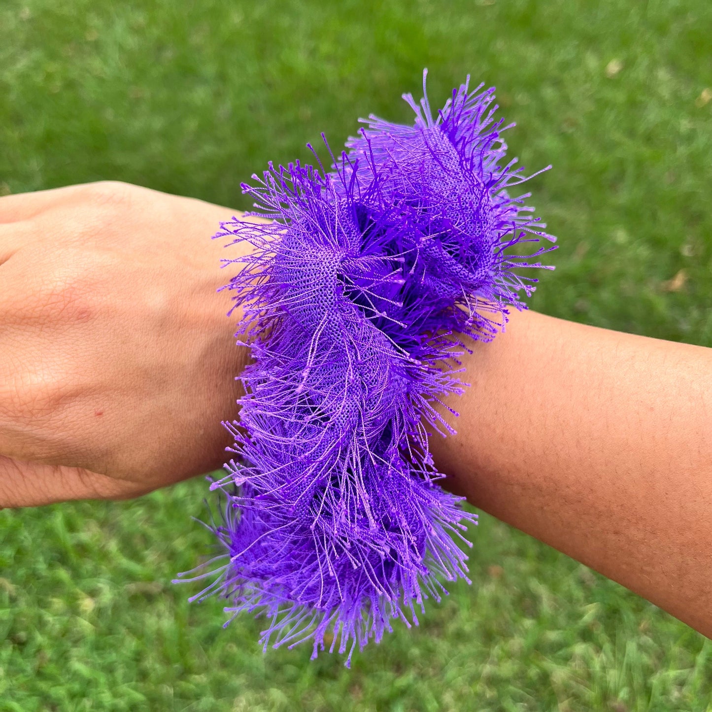 Purple Fuzzy Scrunchie: Handmade Fluffy Hair Tie