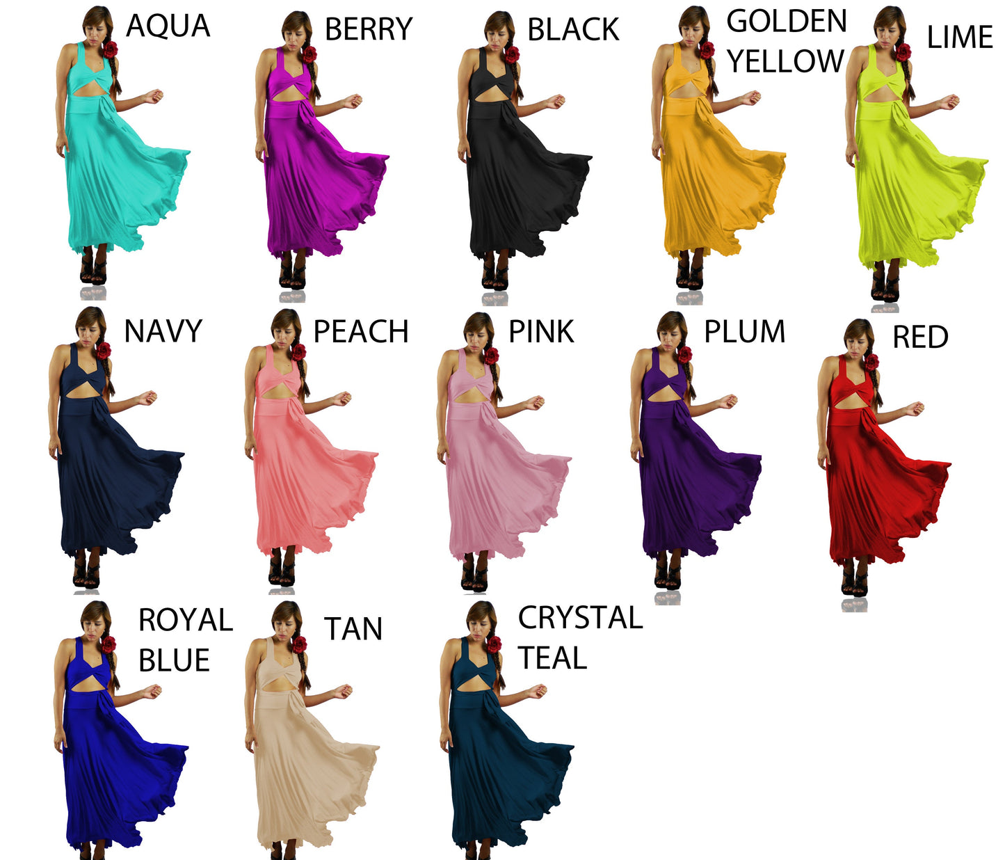 Twisted Bust Red Maxi Dress: Multi-Way USA Made Gown