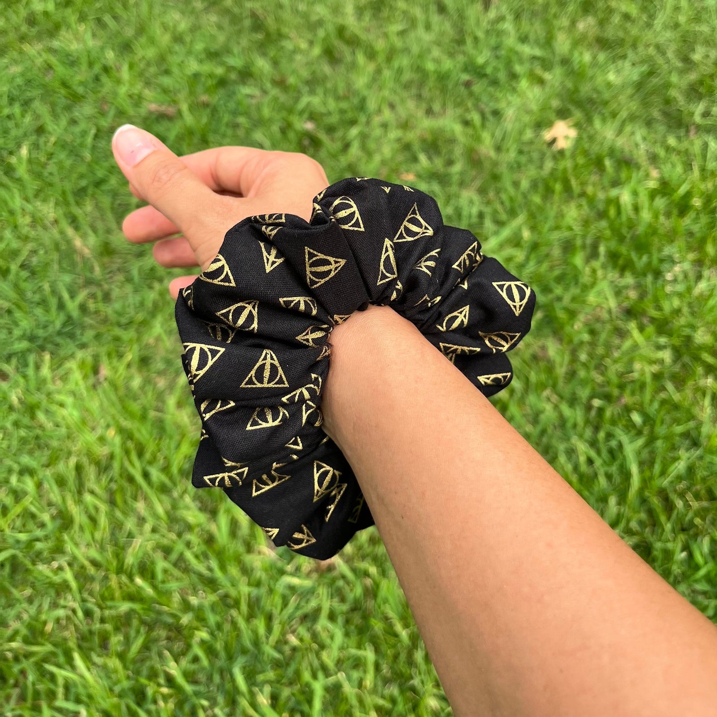 Wizard Scrunchie Set: Deathly Triangle Print, Theme Park Hair Tie