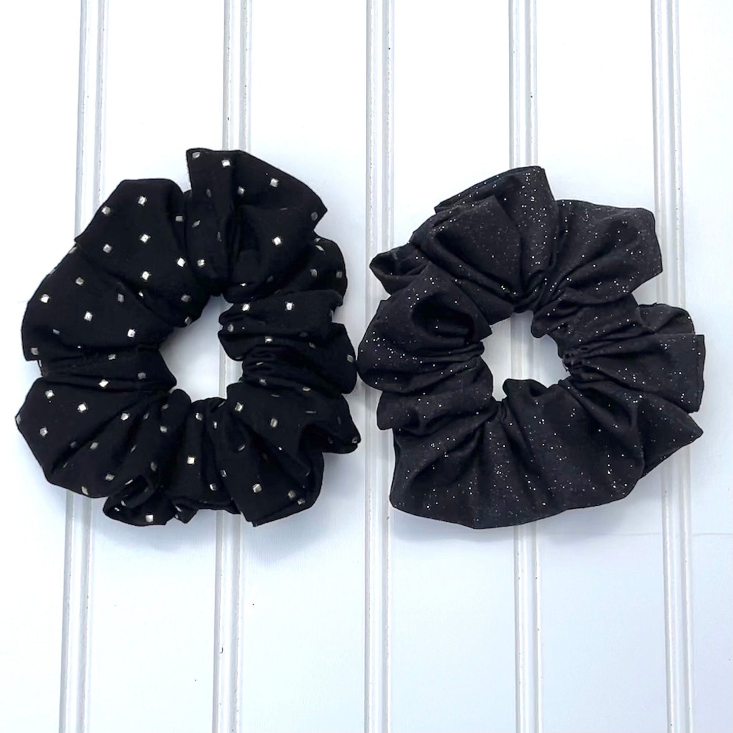 Black Festive Cotton Scrunchie: Holiday Hair Accessory