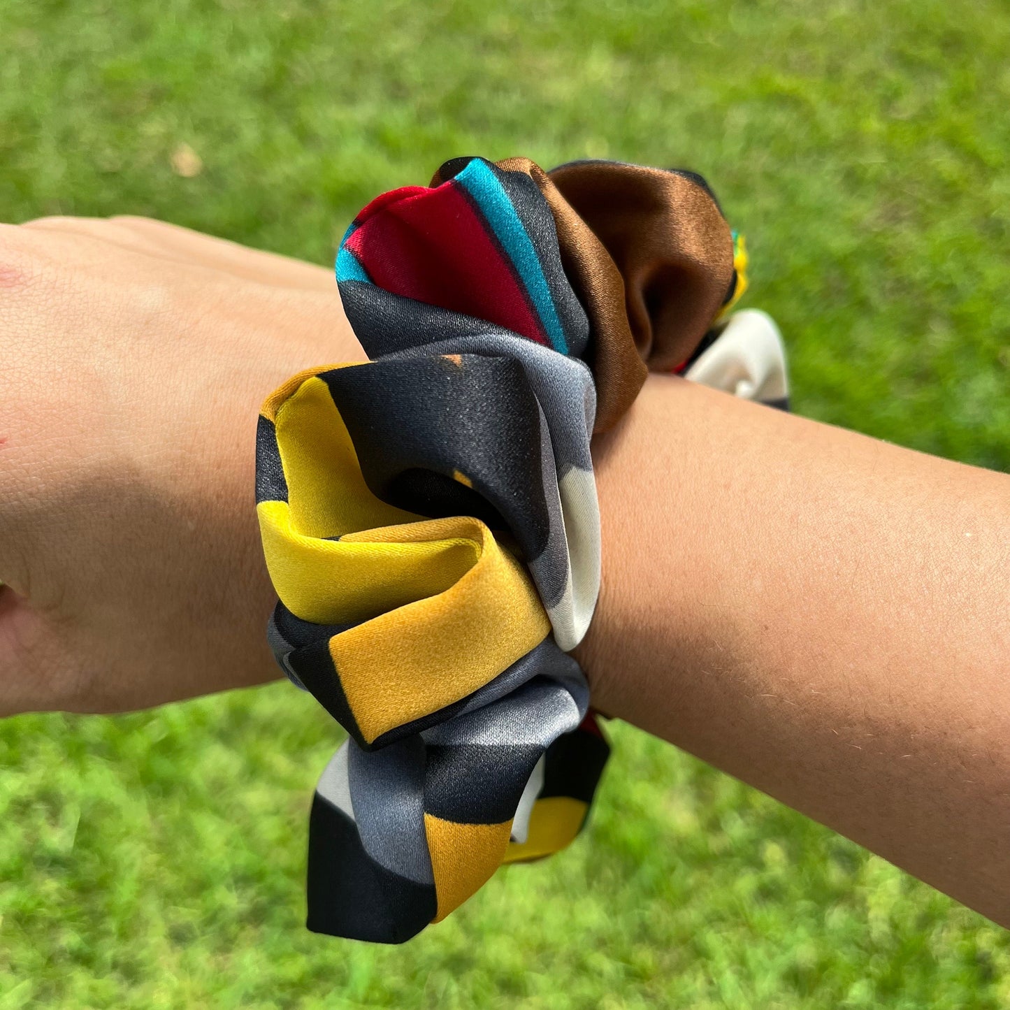 90s Inspired Colorful Scrunchie: Handmade Polyester Hair Fashion