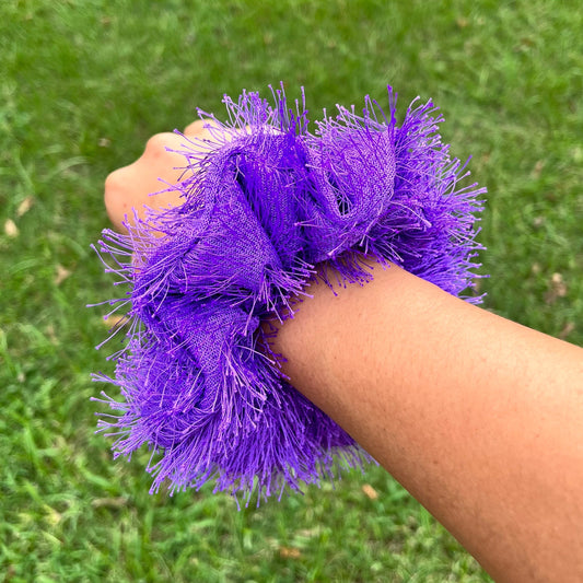 Purple Fuzzy Scrunchie: Handmade Fluffy Hair Tie