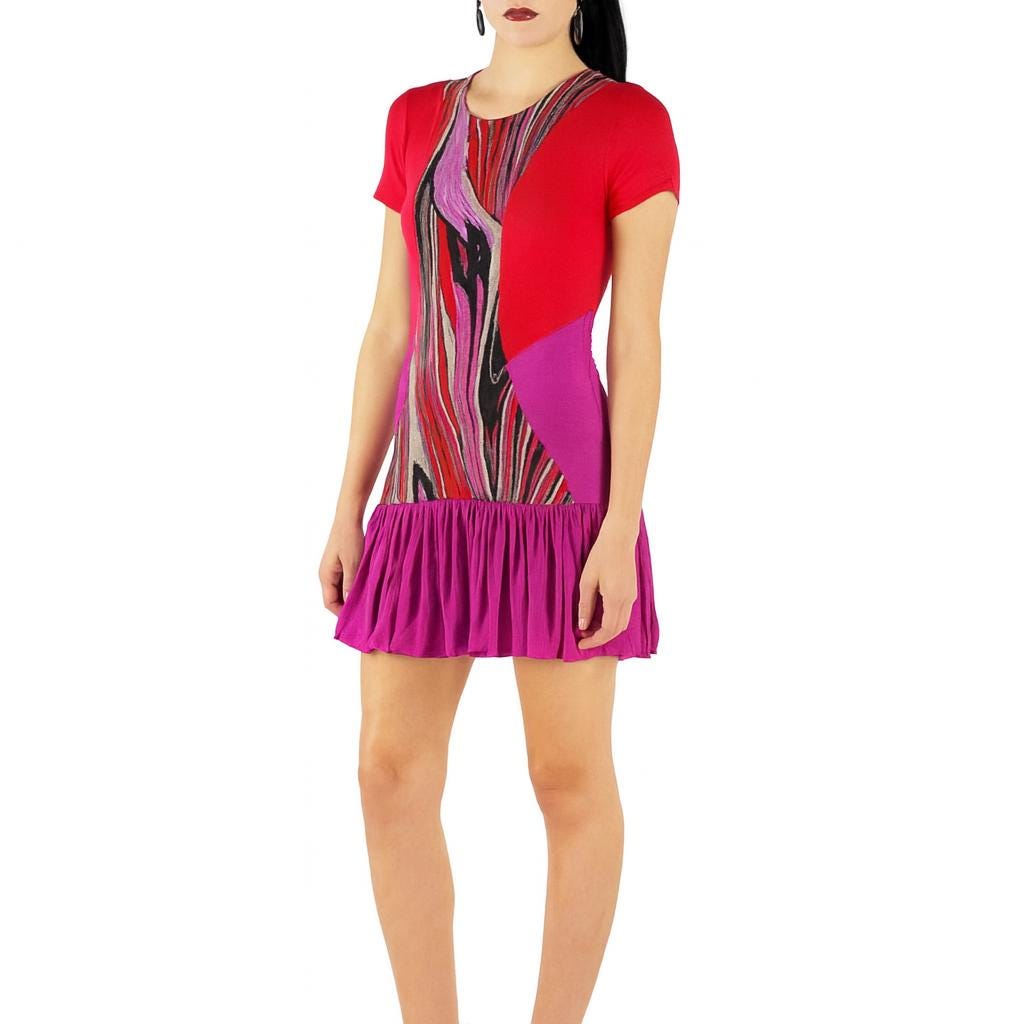 Alana Colorblock Abstract Print Mini Dress