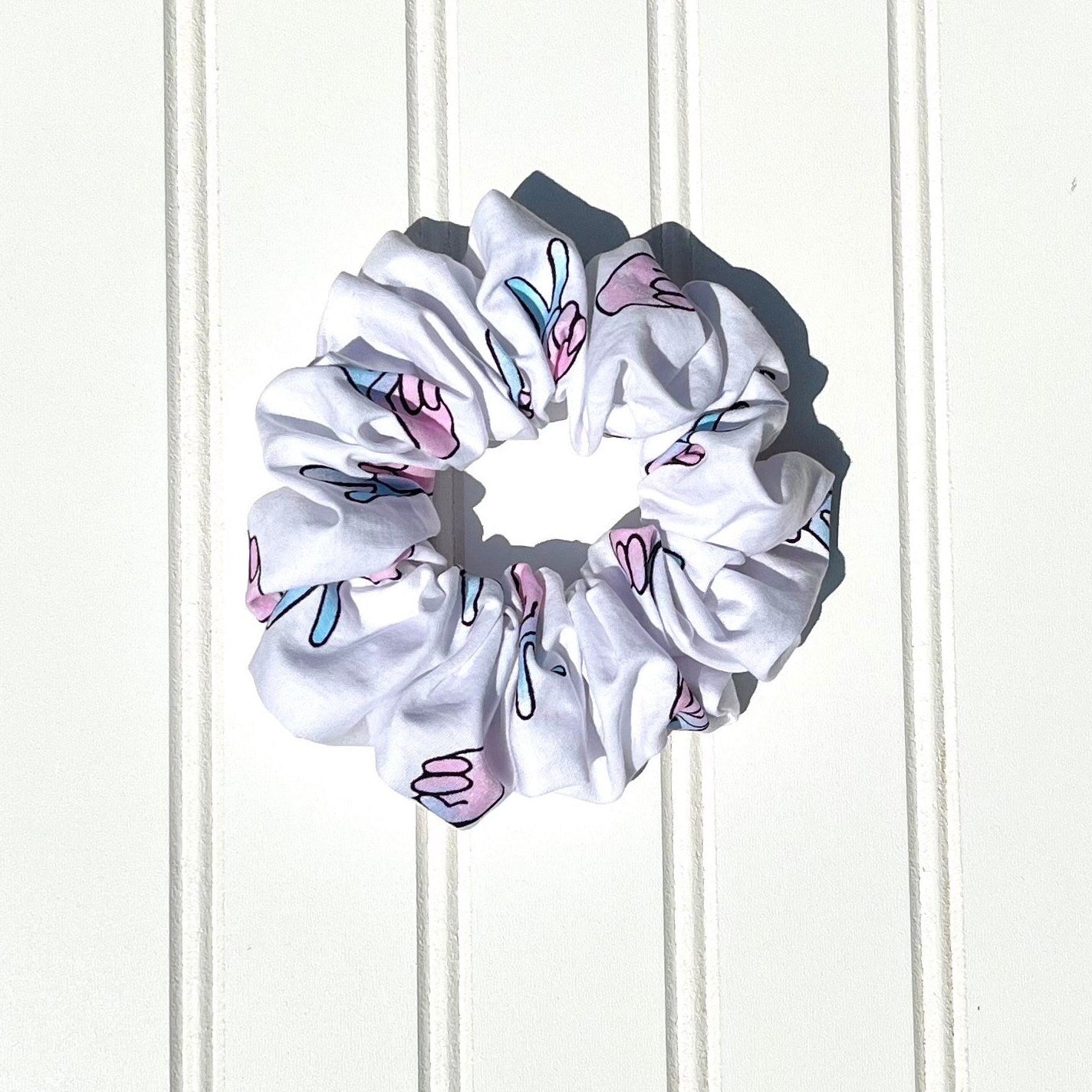 Cotton Scrunchie Set: Pink, Blue, & Tropical Prints