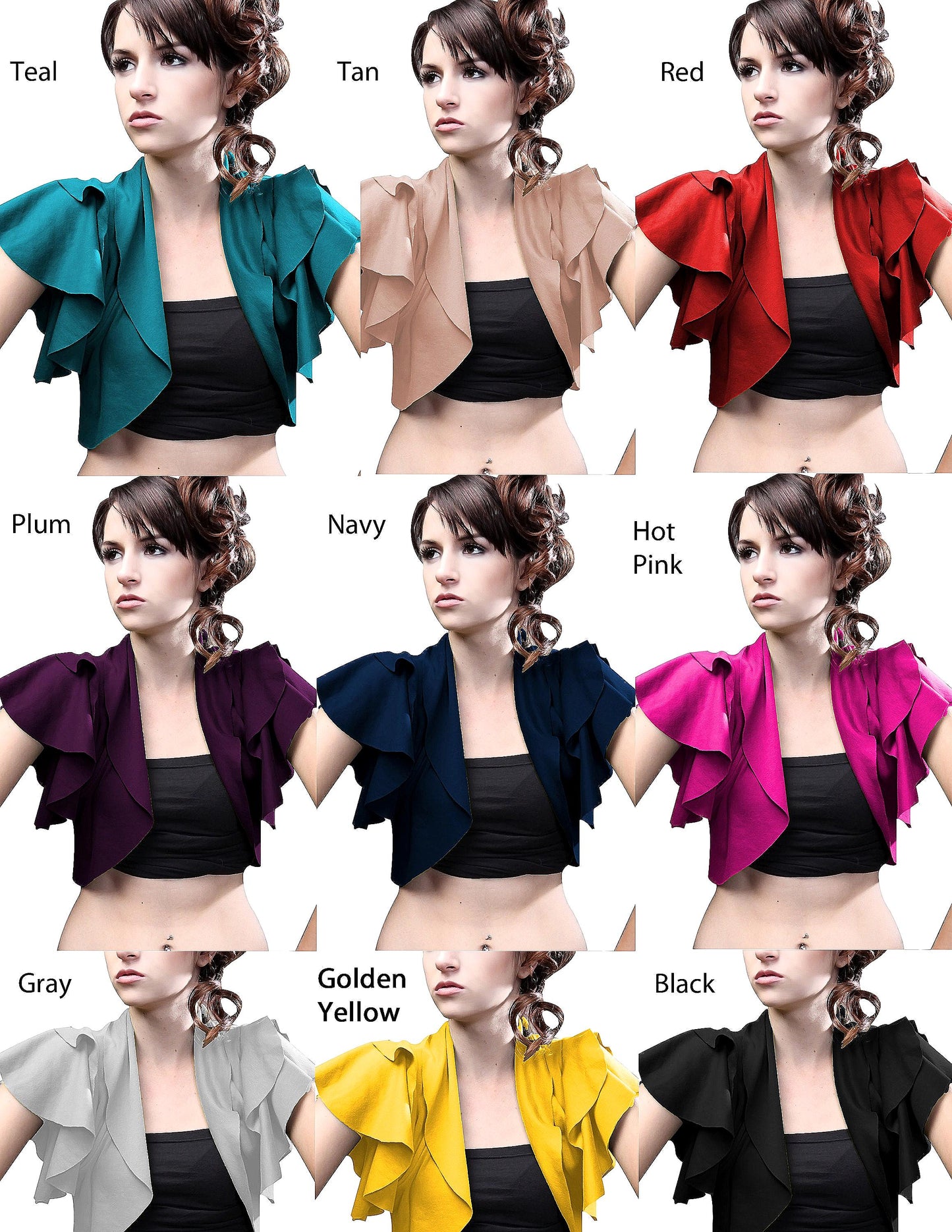 Ruffled Rayon Bolero Shrug: Open-Front Cropped Cover-Up