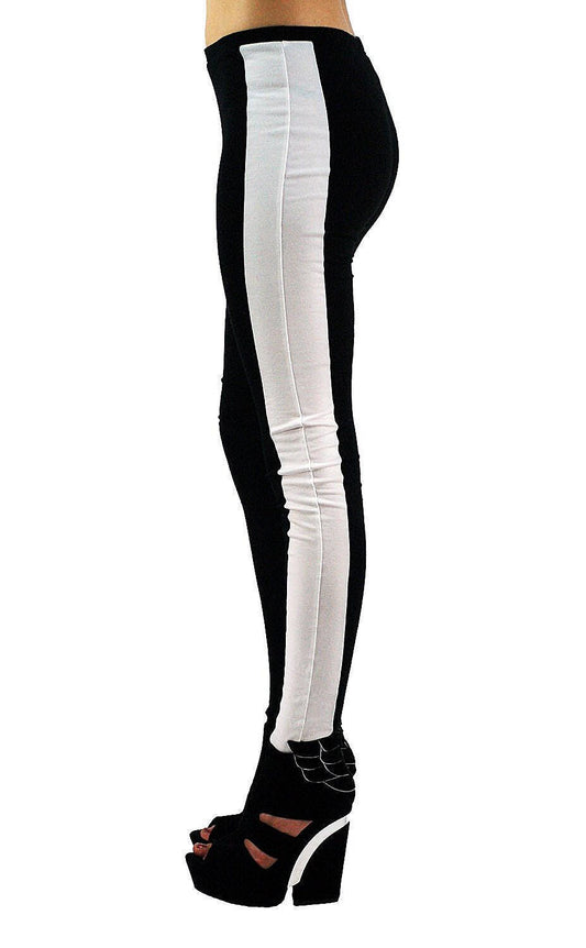 Black and White Tuxedo Stripe Leggings - Made in USA