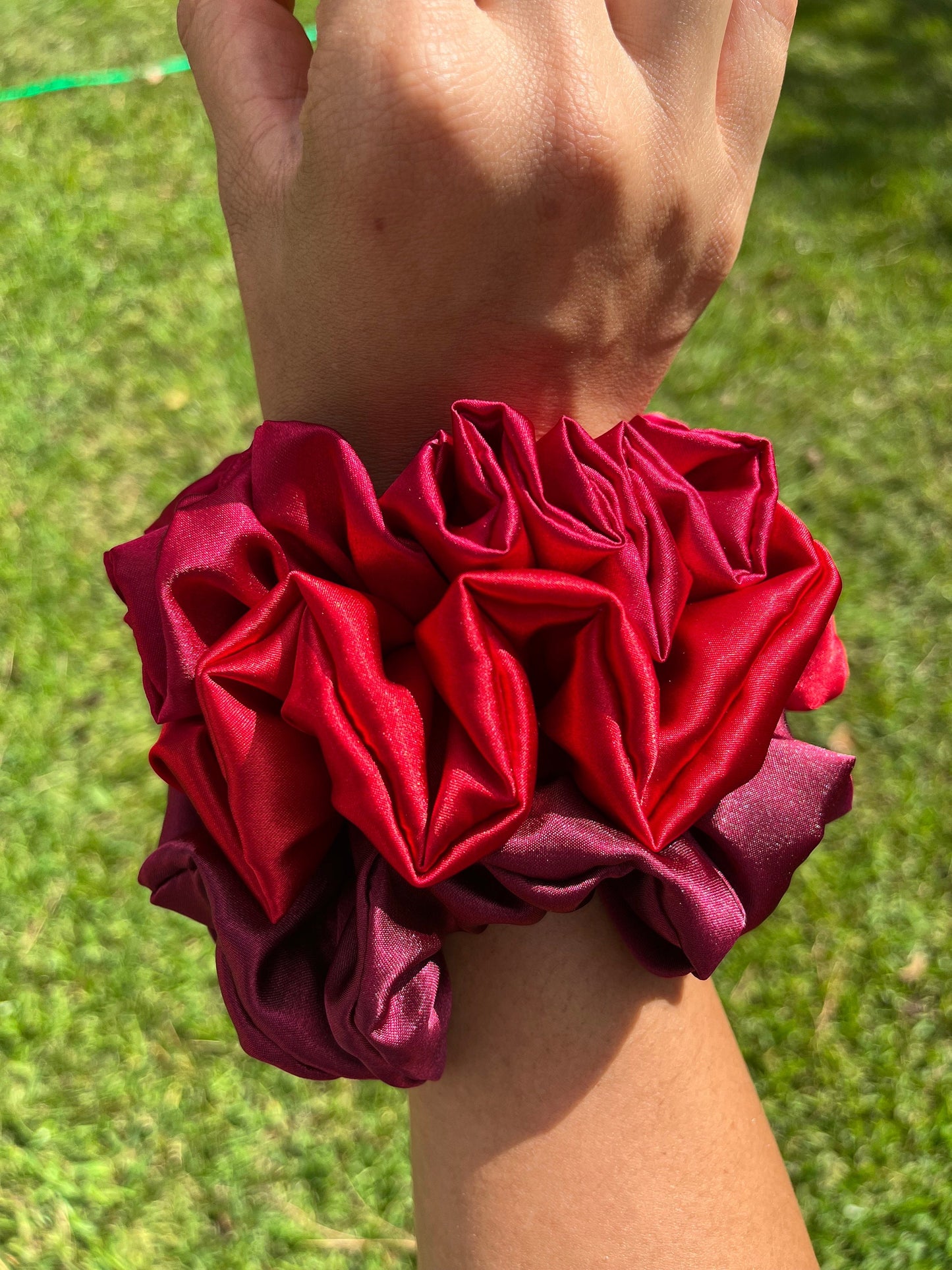 Shades of Red Satin Scrunchies