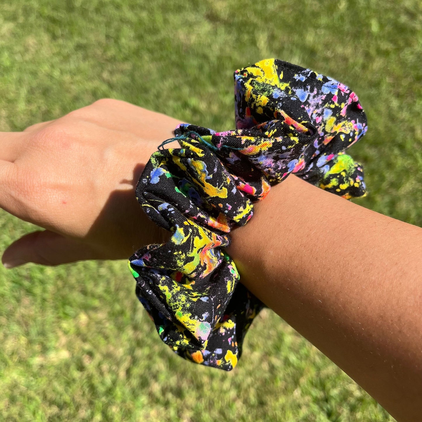 Art Splatter Scrunchie: Handmade Cotton Hair Tie