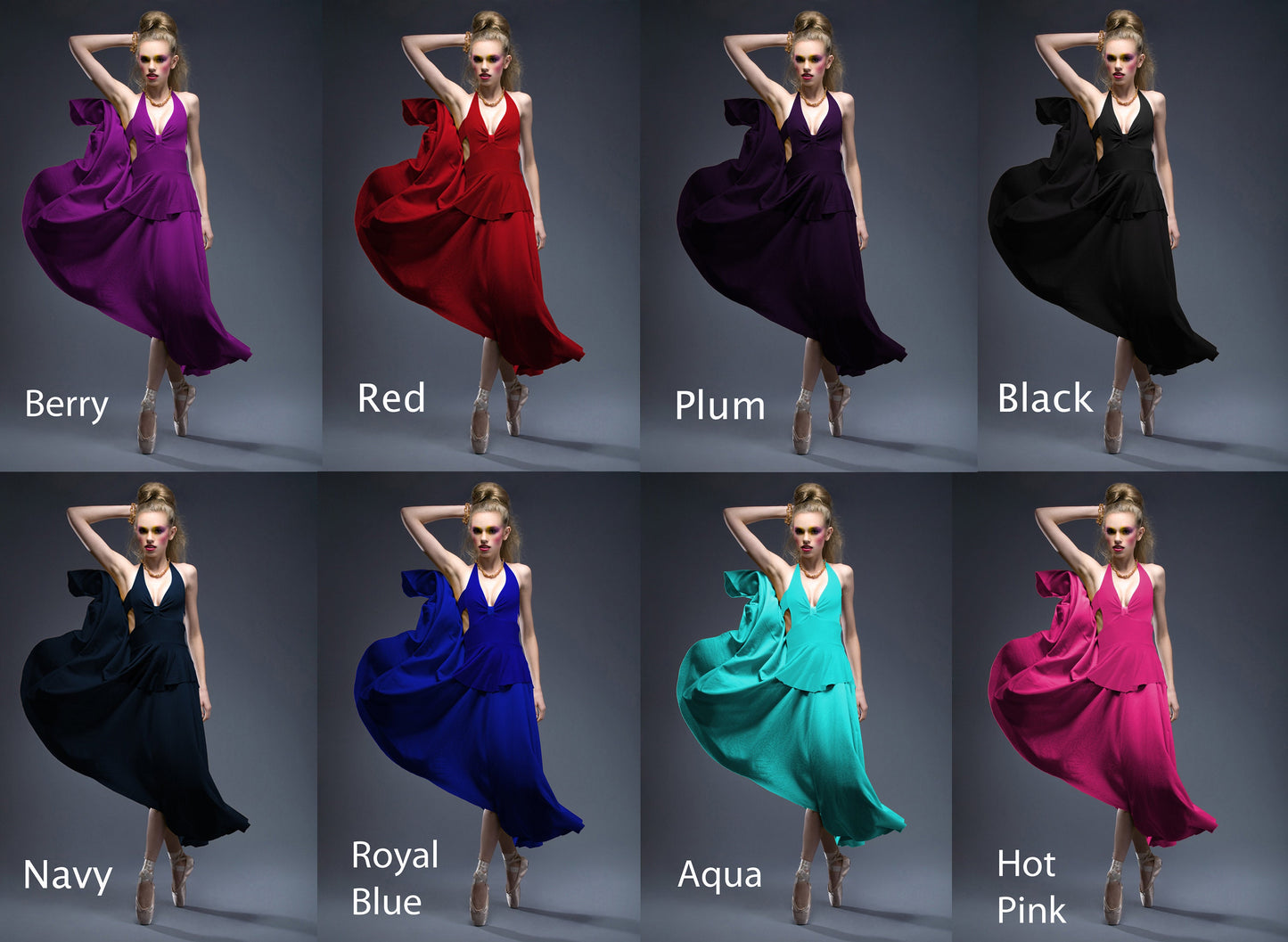 Halter Cinched Bust Midi Dress: Retro Fit & Flare, Handmade in USA