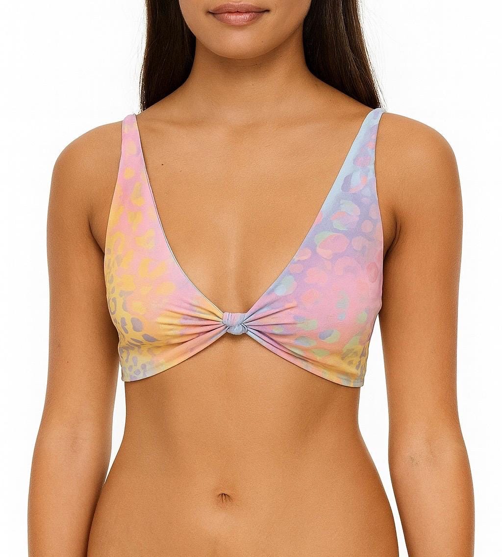 Pastel Ombre Leopard Print Bikini: High Waisted Two-Piece Swimsuit