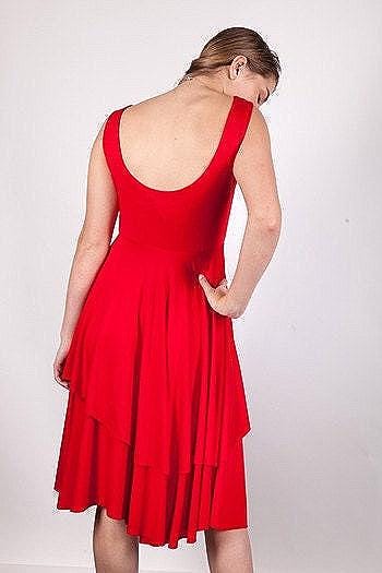 Red Fit and Flare Dress: Handmade Rayon Empire Waist Tango Dress