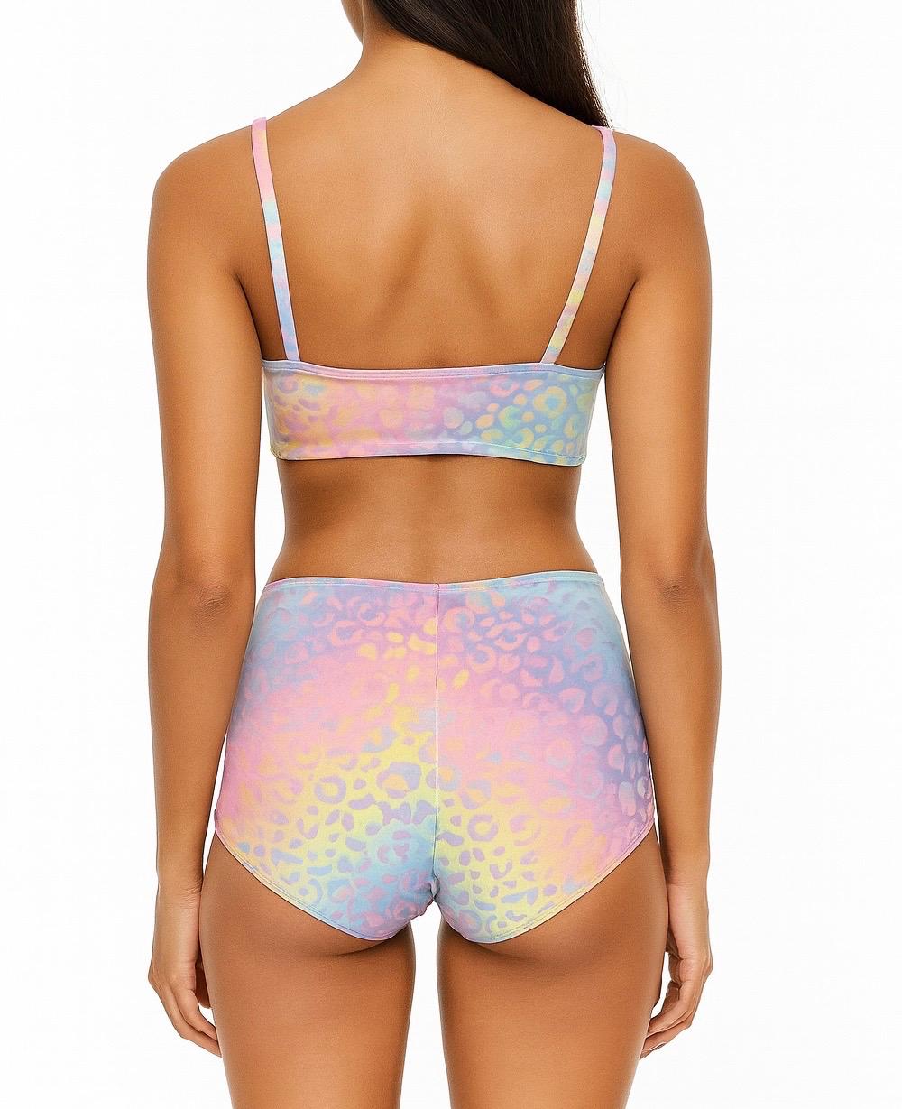 Pastel Ombre Leopard Print Bikini: High Waisted Two-Piece Swimsuit