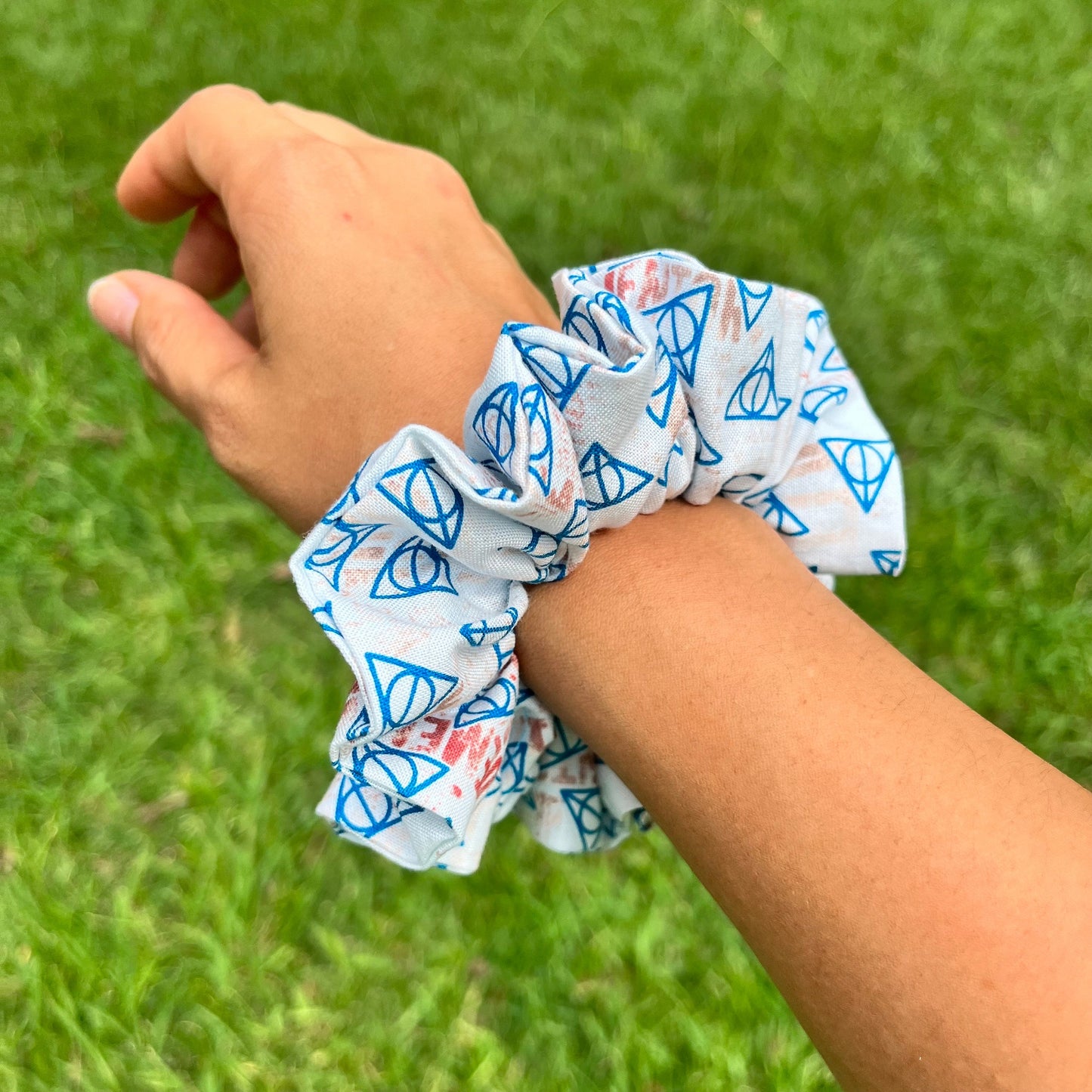 Wizard Scrunchie Set: Deathly Triangle Print, Theme Park Hair Tie