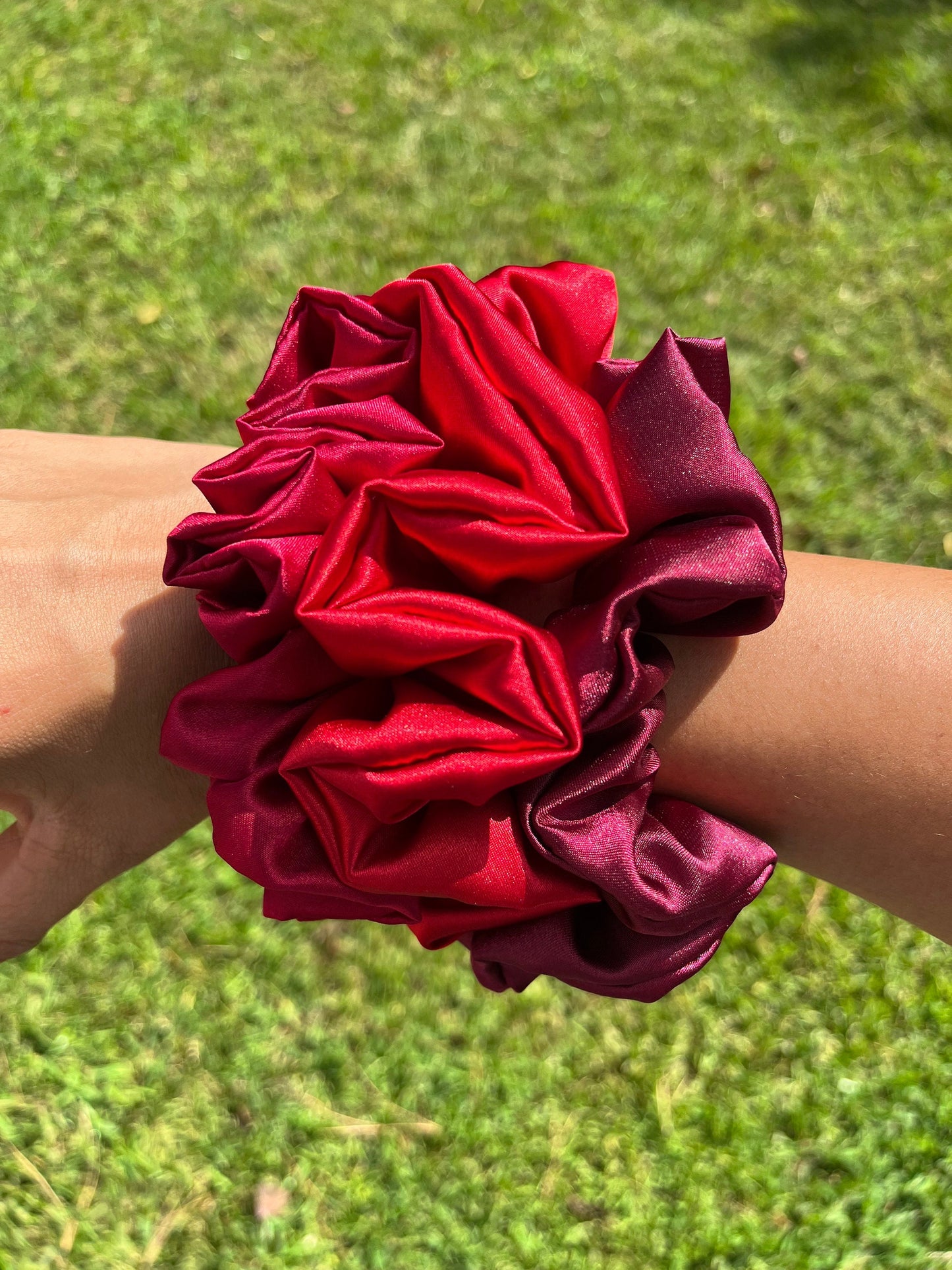 Shades of Red Satin Scrunchies