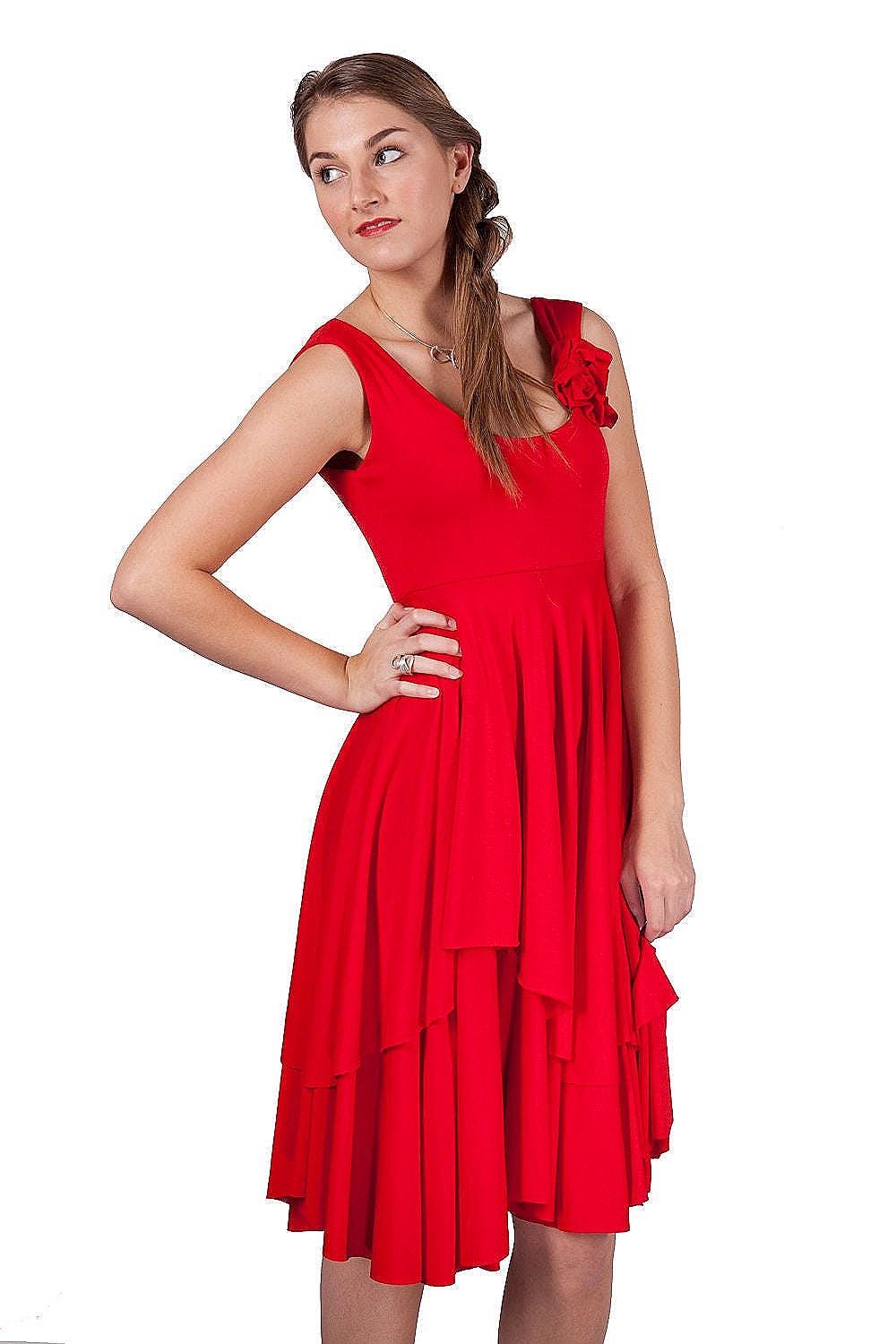 Red Fit and Flare Dress: Handmade Rayon Empire Waist Tango Dress