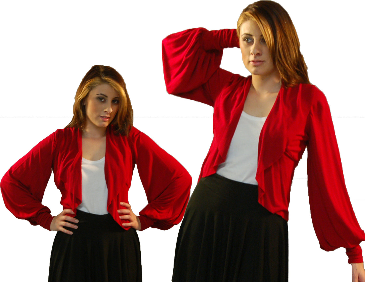 Ruffled Cropped Bolero Shrug: Exaggerated Sleeves, Handmade in USA