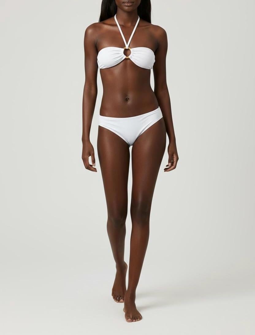 Ring Detail Halter Bikini Set – Elegant Bandeau Two-Piece Swimsuit