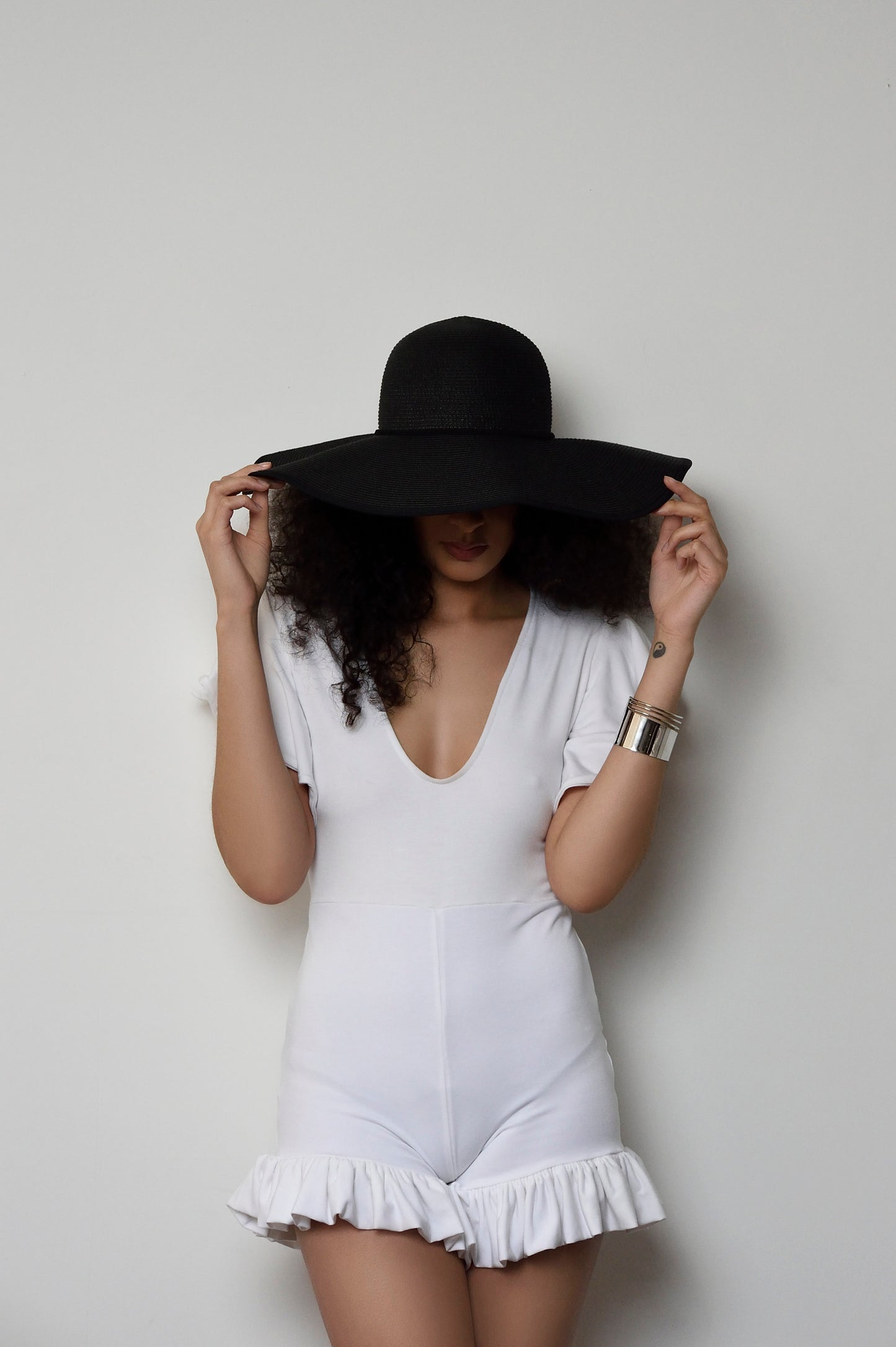 Roxie Boho Romper: Ruffle Hem, Deep V-Neck - Handmade USA