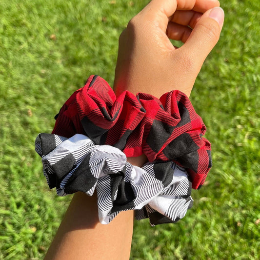 Buffalo Plaid Cotton Scrunchie: Fall Hair Fashion