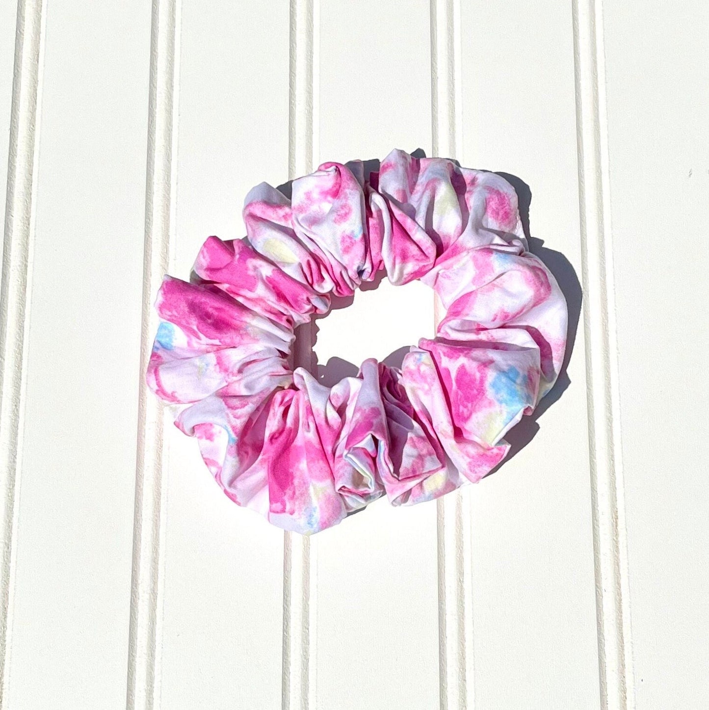 Cotton Scrunchie Set: Pink, Blue, & Tropical Prints