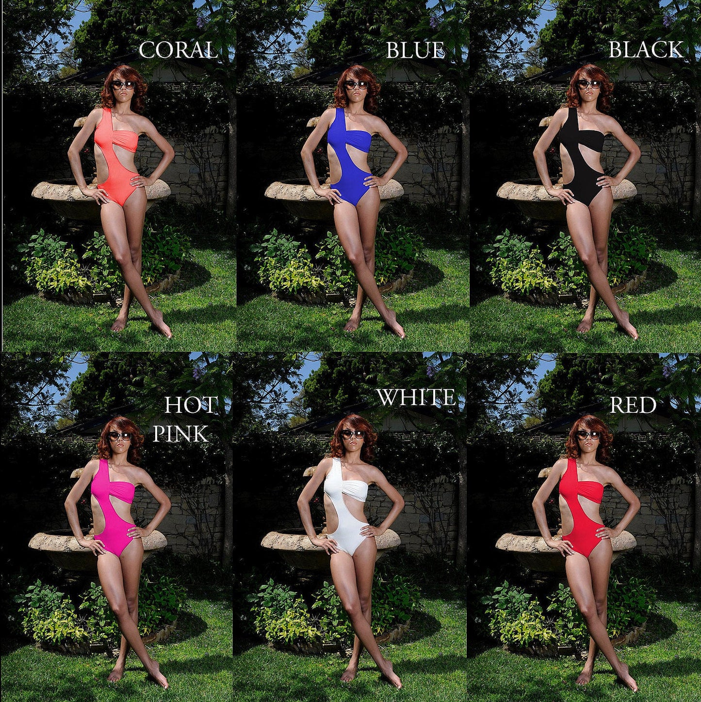 Asymmetrical Cut-Out One-Piece Swimsuit: Vacation Beachwear