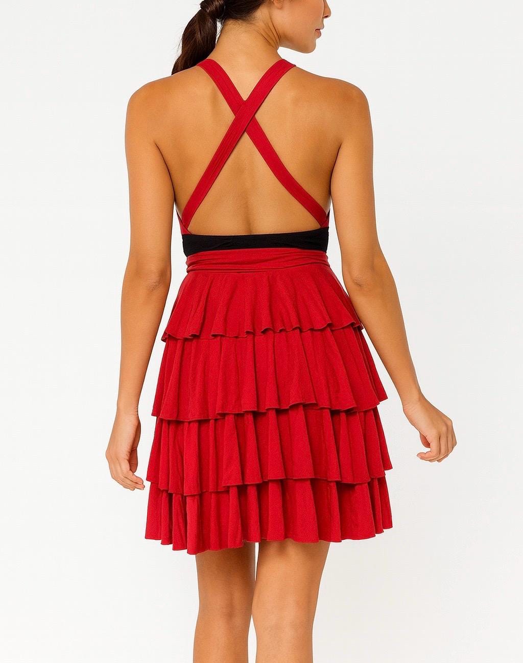 Tiered Flounce Multi-Way Dress: Red Ruffle Dancing Dress