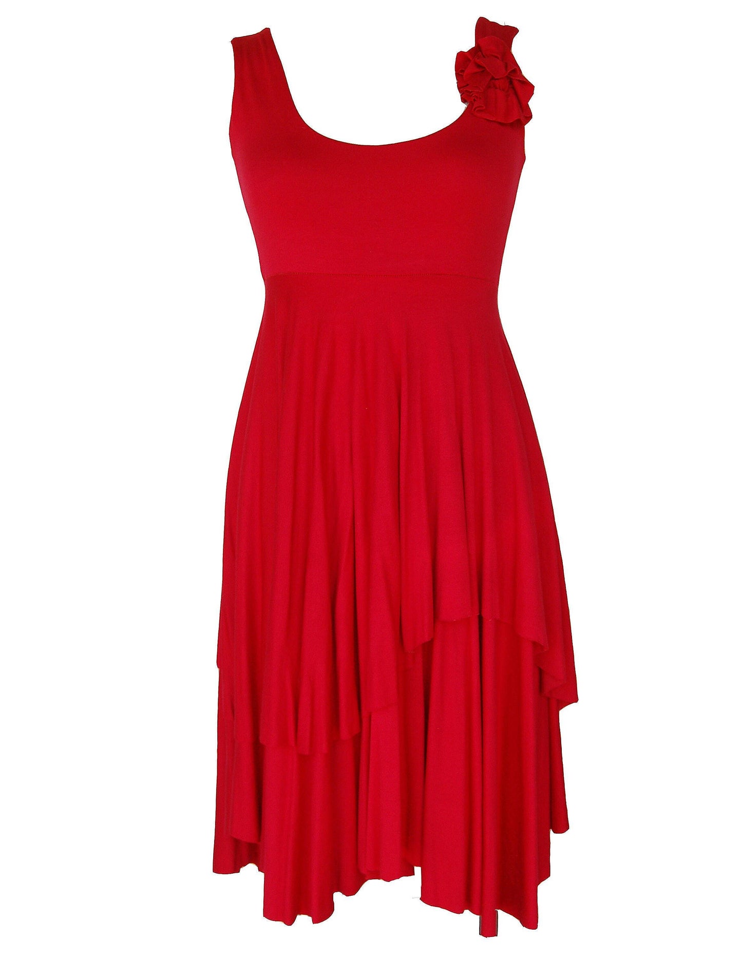 Red Fit and Flare Dress: Handmade Rayon Empire Waist Tango Dress