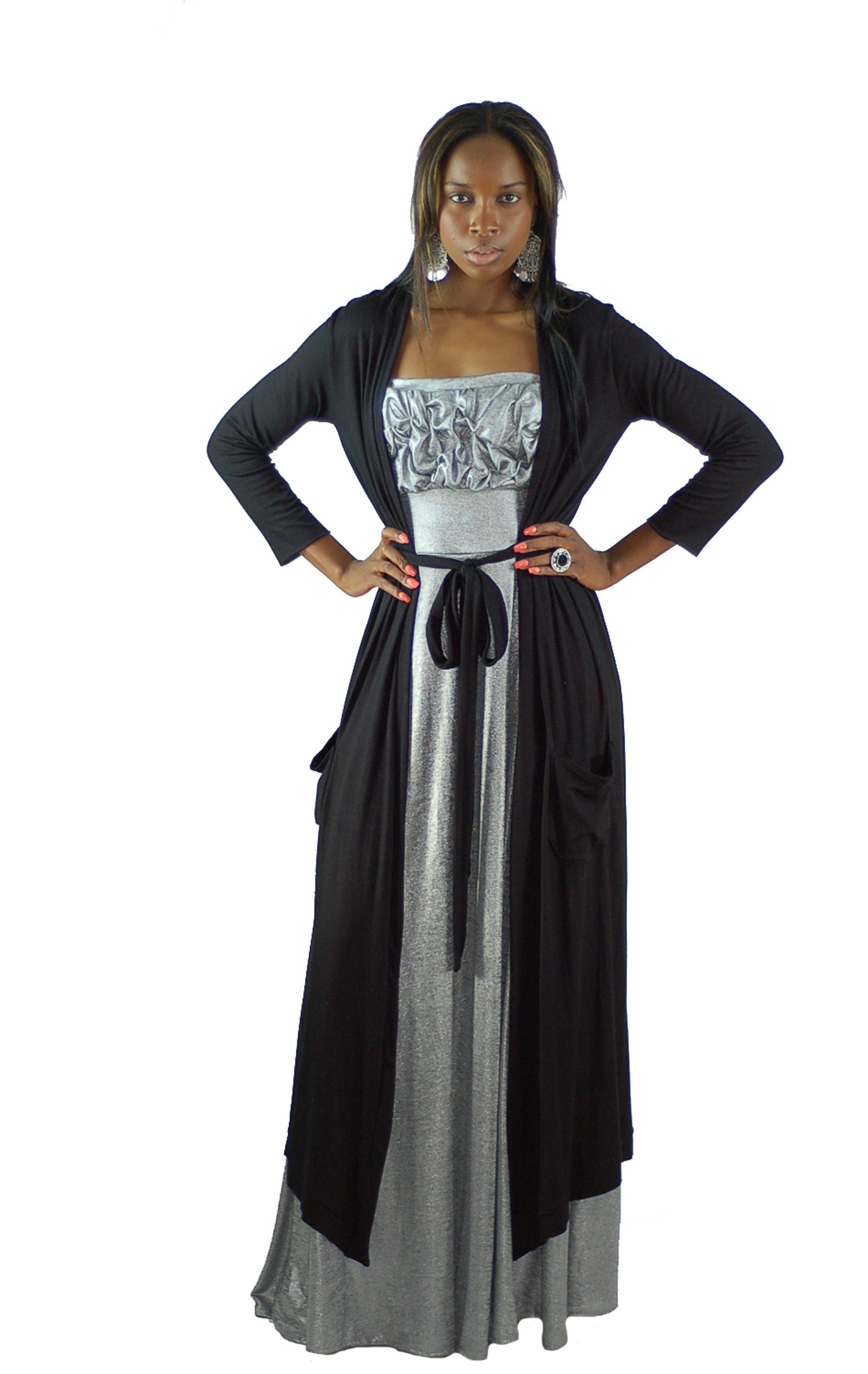 Belted Duster Cardigan: Jersey Spandex Long Sleeve Duster - Handmade USA